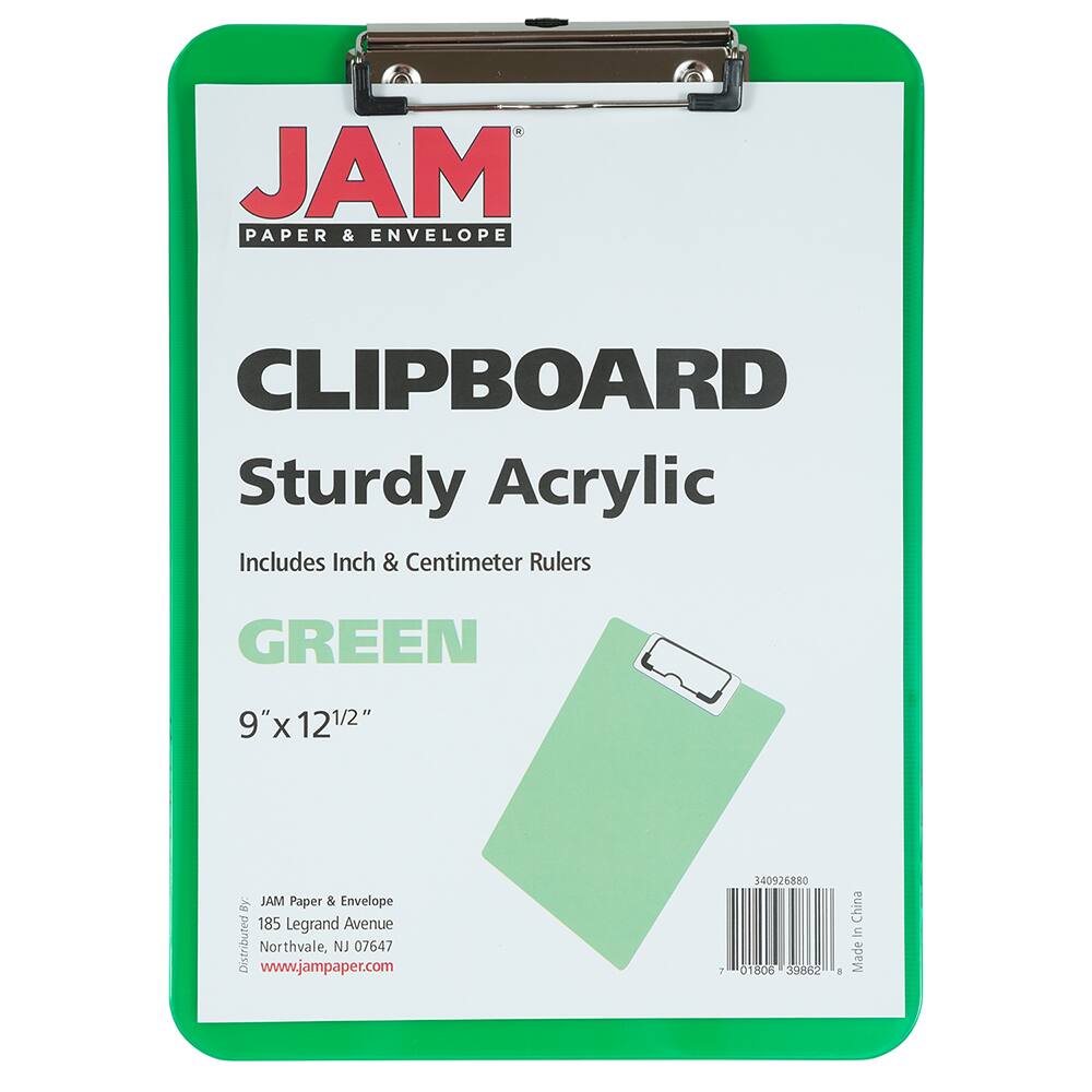 JAM Paper Letter Size Plastic Clipboards, 12ct.