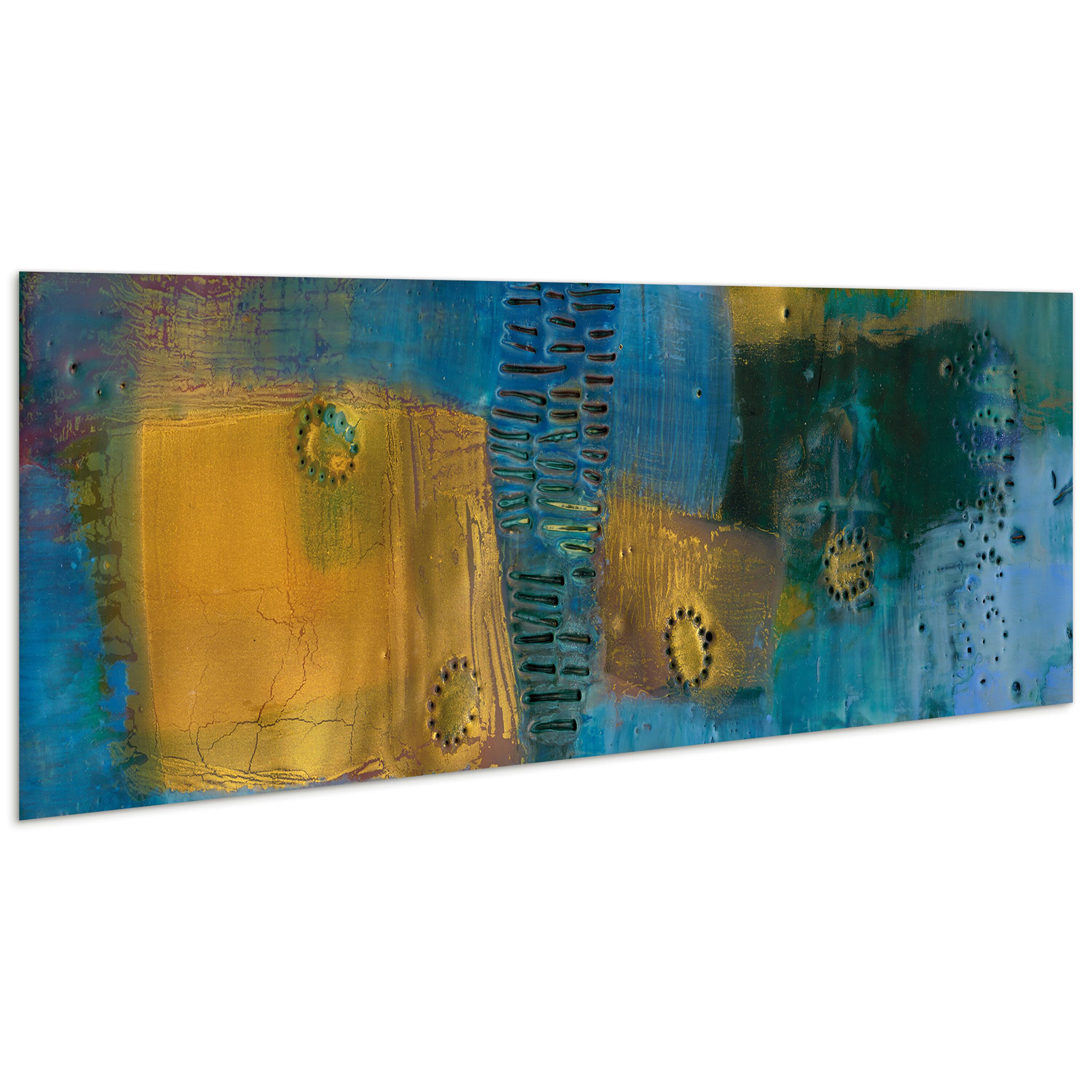 Empire Art Direct 24" x 63" Reedy Blue I Free Floating Reverse Tempered Glass Wall Art
