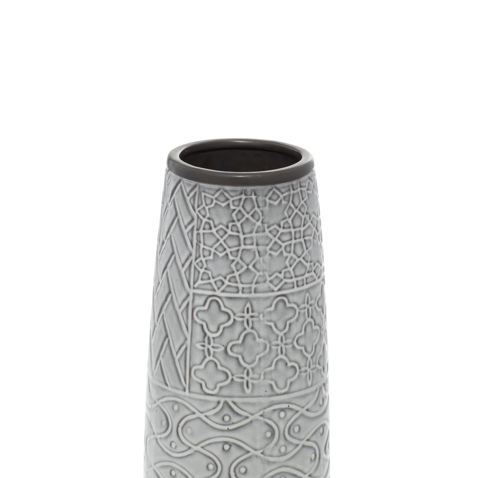 16" Gray Stoneware Eclectic Vase