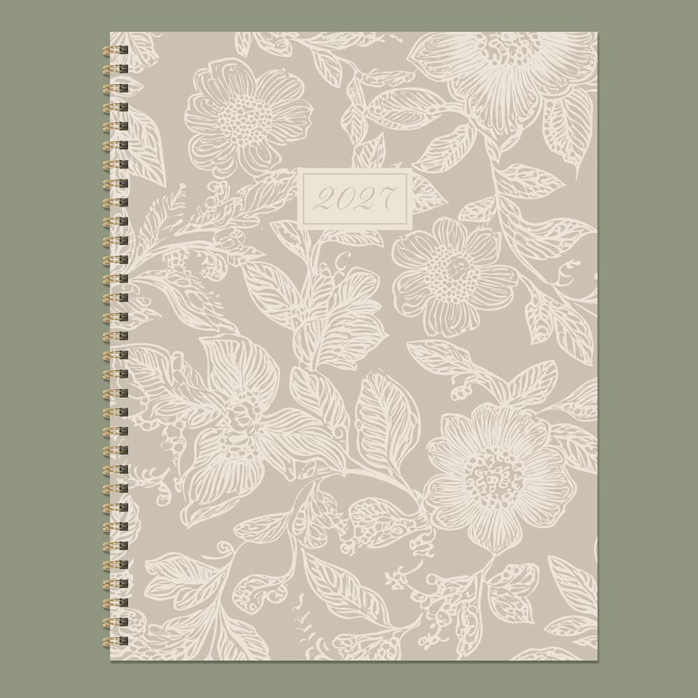 2027 Cream & Taupe Large Weekly Monthly Planner