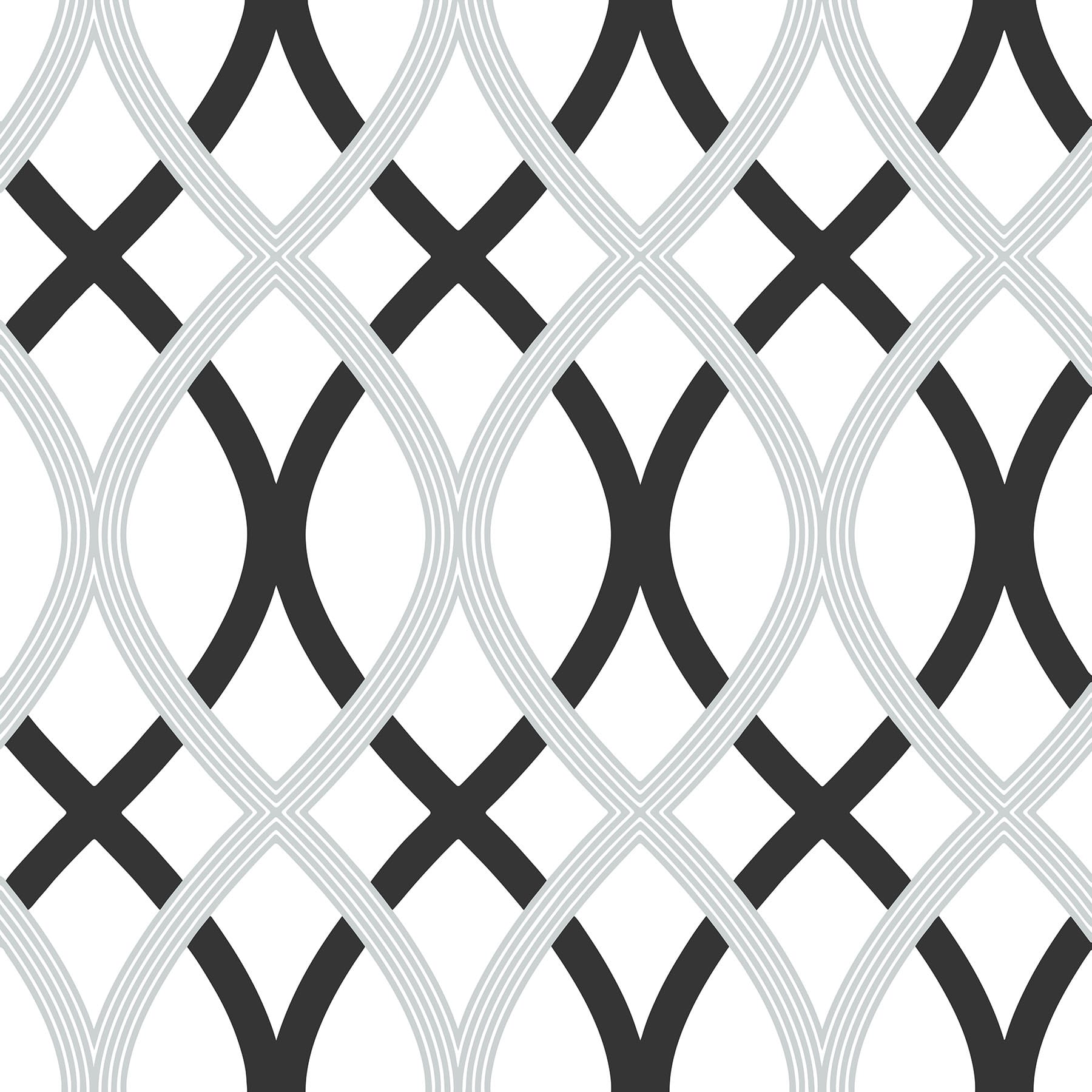 NuWallpaper Black & Silver Lattice Peel & Stick Wallpaper