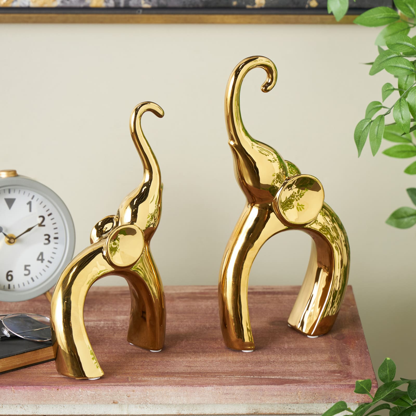 Abstract Arched Elephant Ceramic Sculpture Set