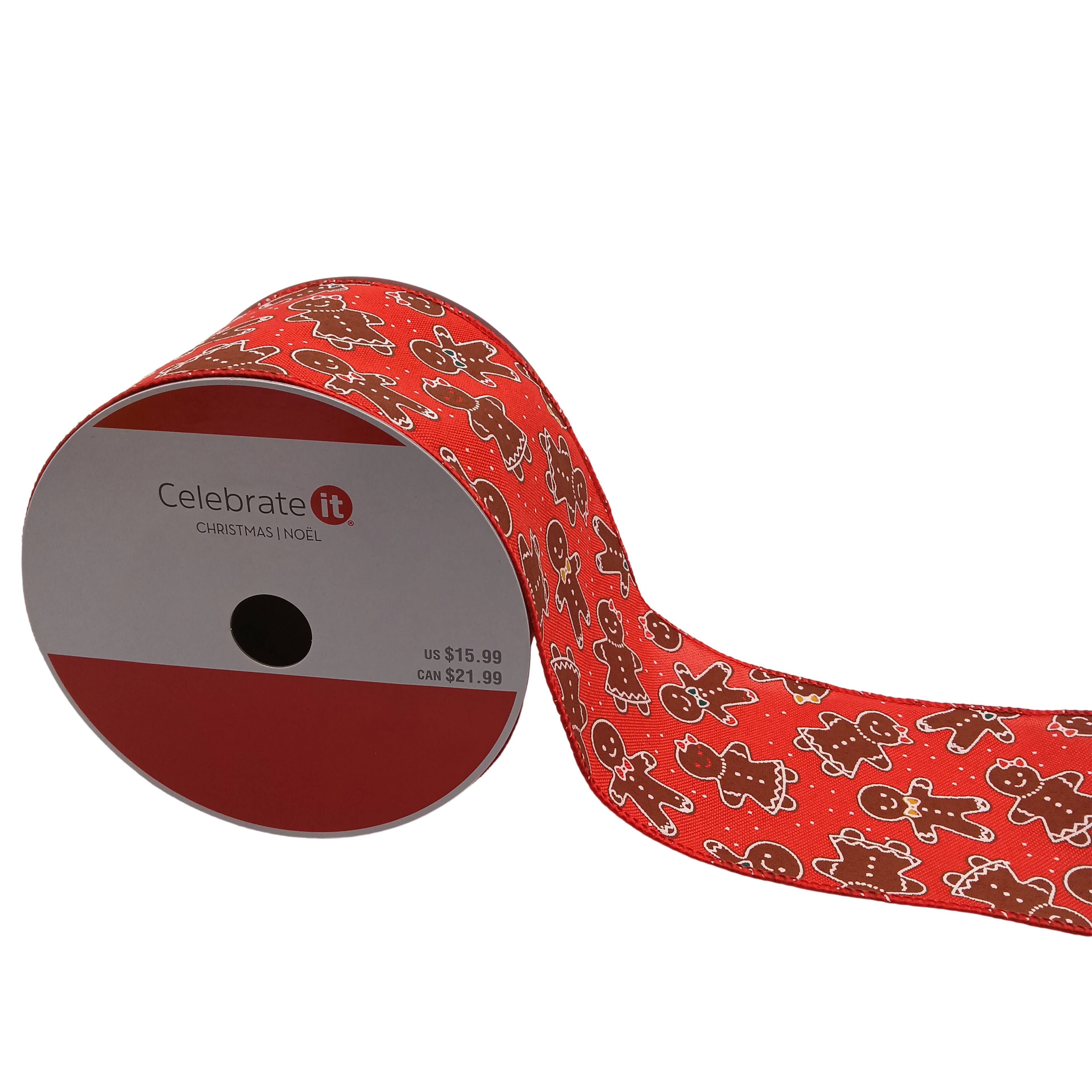 3.5" x 7yd. red Gingerbread Wired Ribbon by Celebrate It®