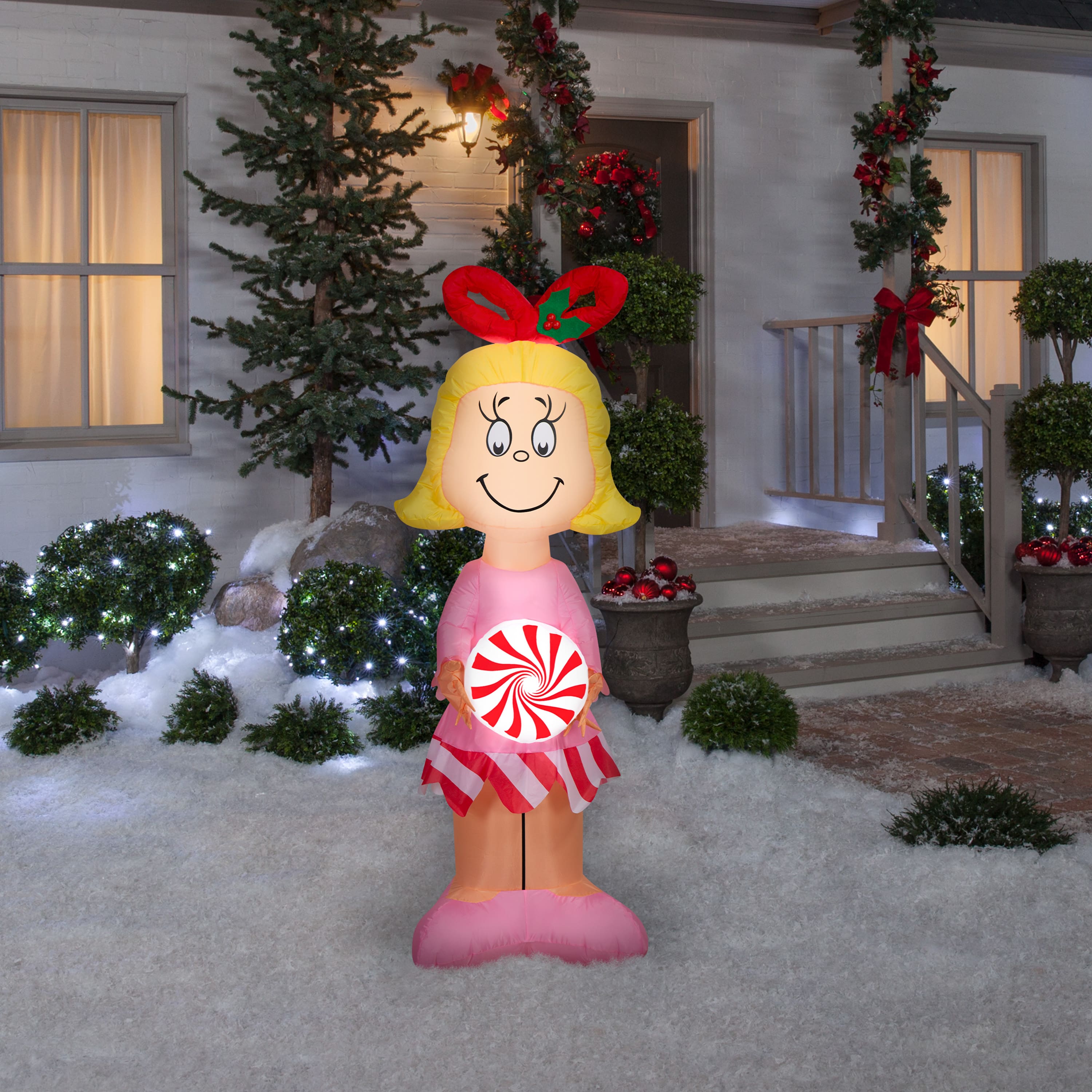 5ft. Airblown® Dr. Seuss™ Inflatable Cindy Lou Who with Peppermint MD Christmas Light Décor