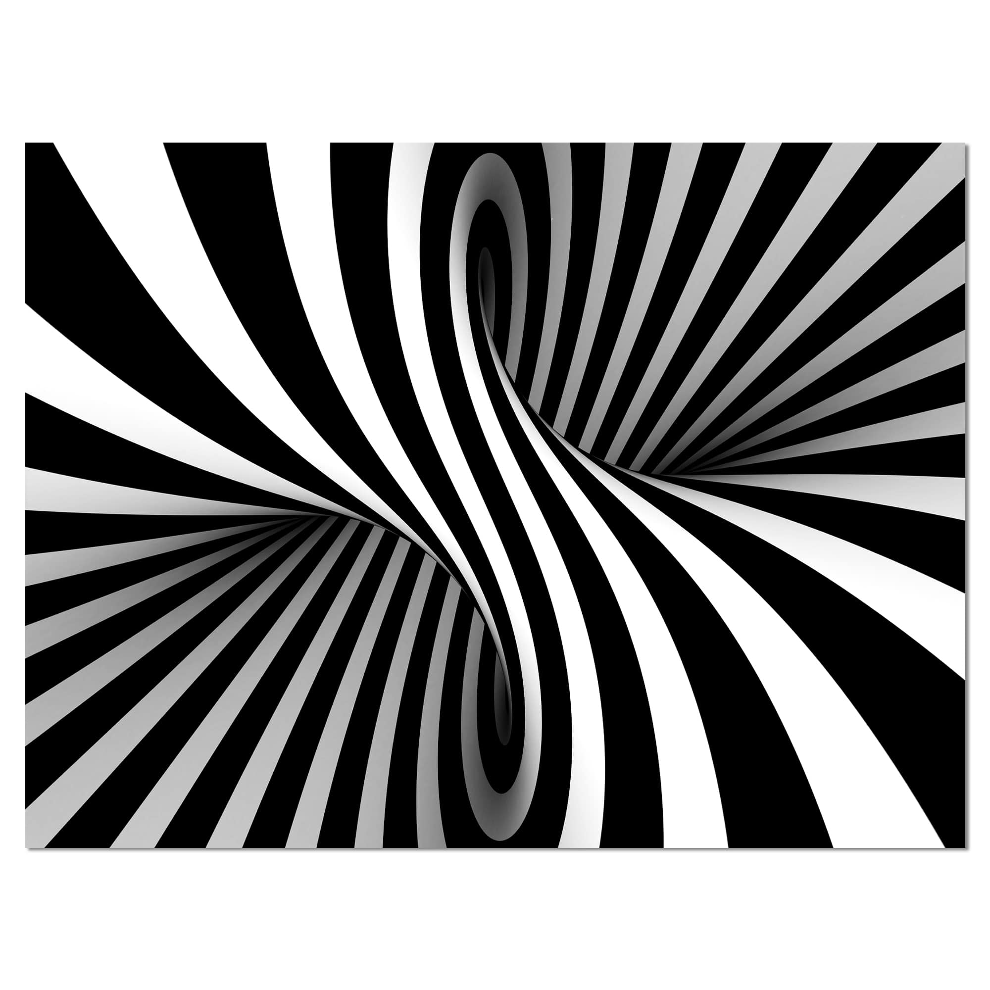 Designart - Black and White Spiral - Abstract Canvas Art Print
