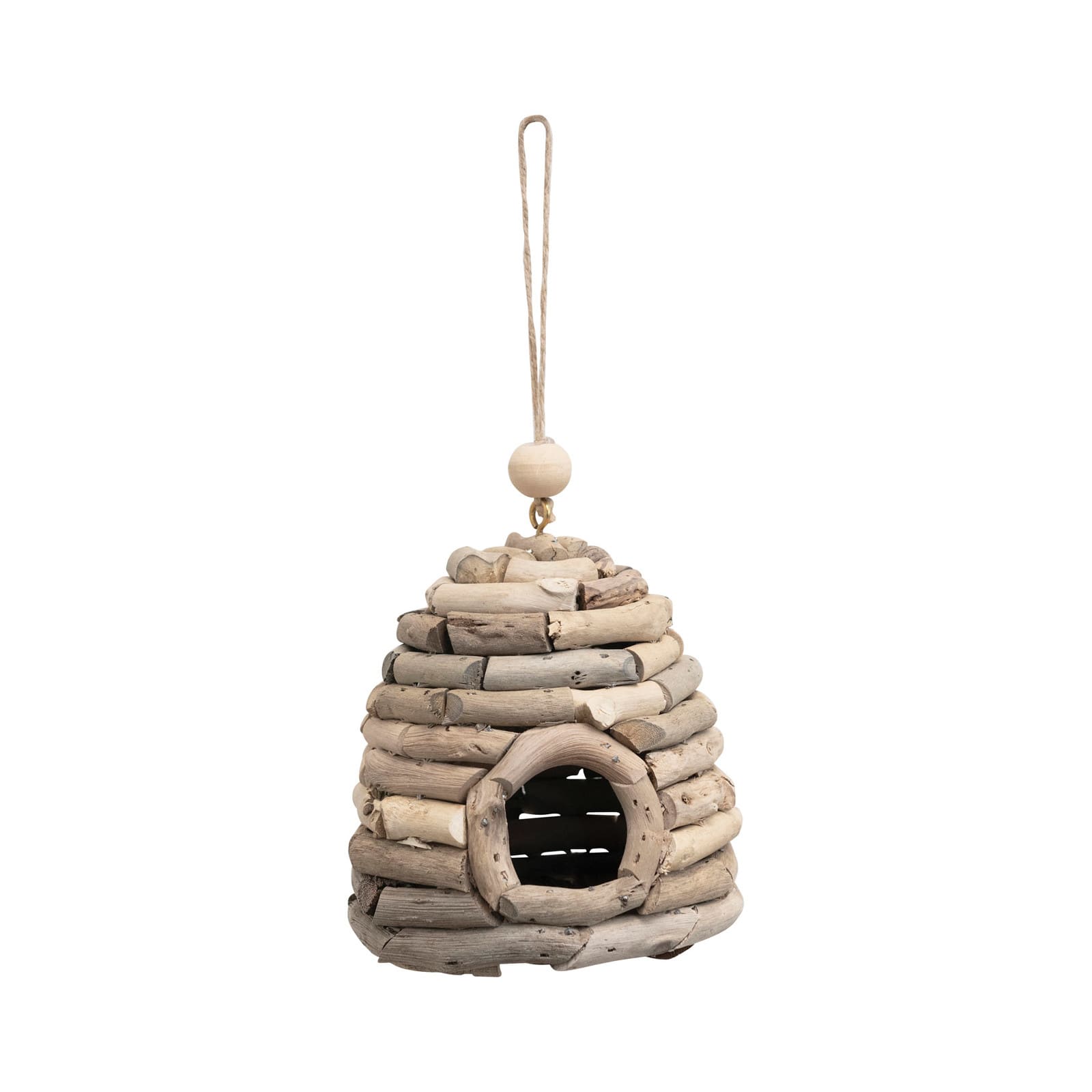 Hello Honey® 5.5" Natural Handmade Driftwood Bee Hive Ornament