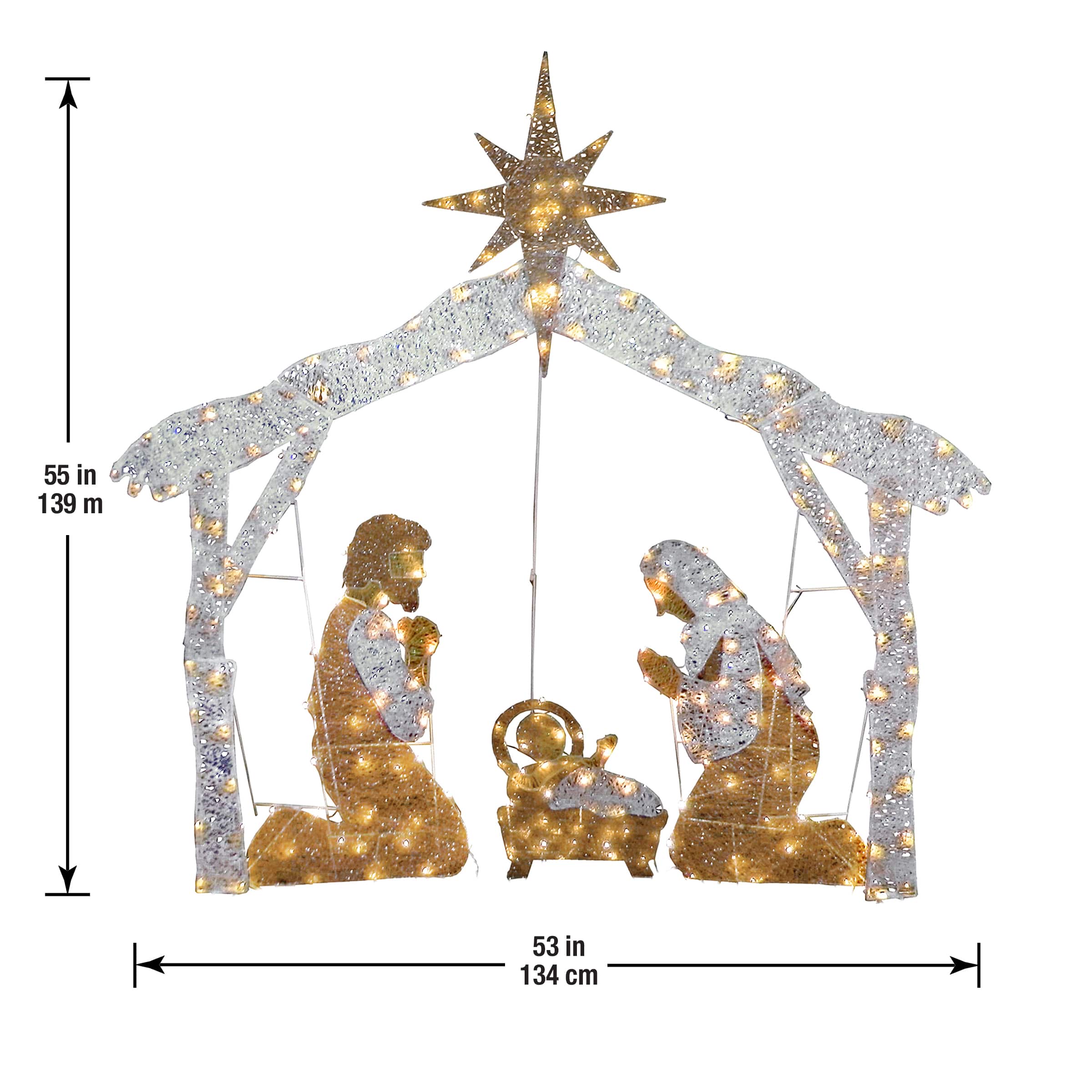4.5ft. Crystal Splendor Nativity Set with 150 Mini Clear Lights