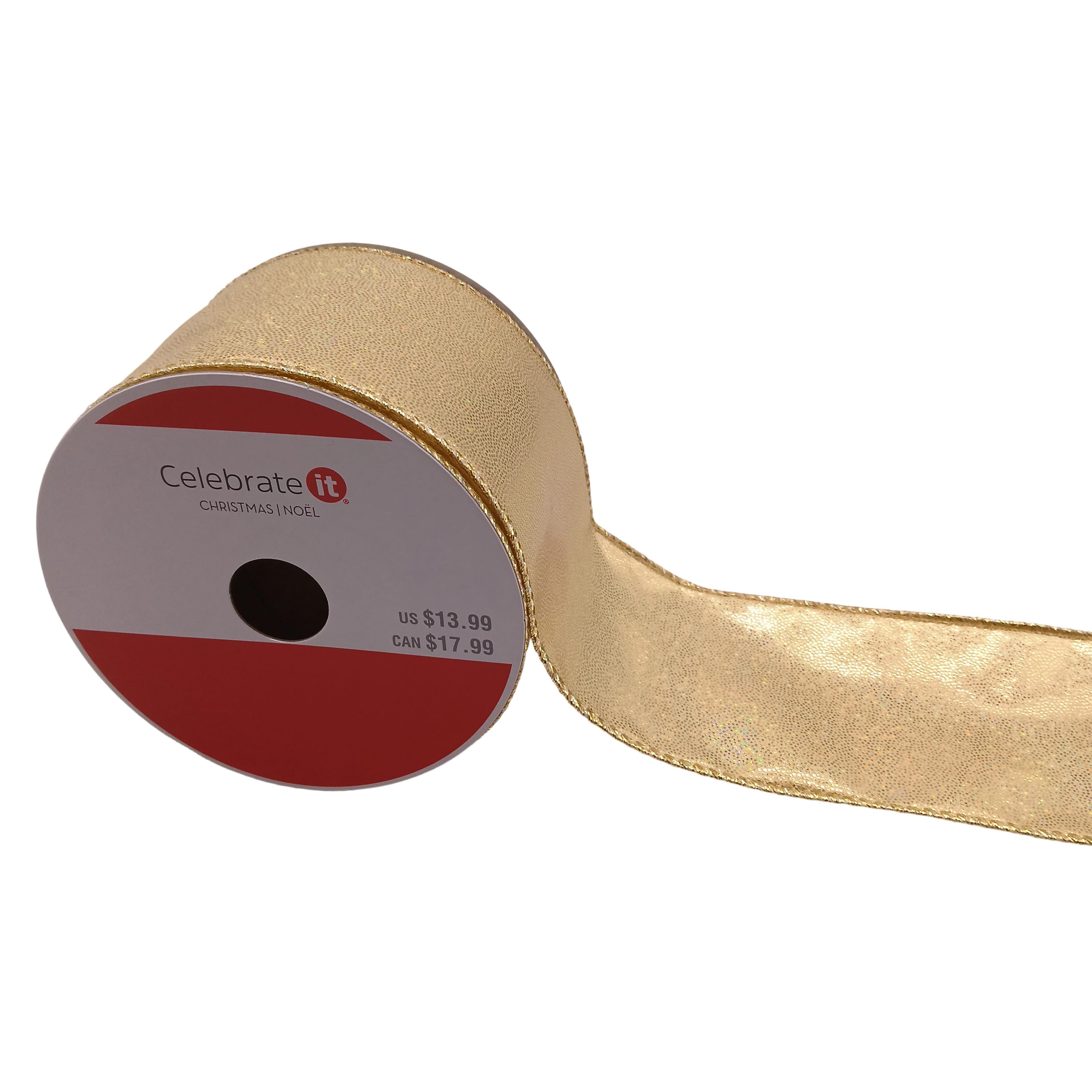 2.5" x 6.6yd. Iridescent Gold Wired Ribbon by Celebrate It®