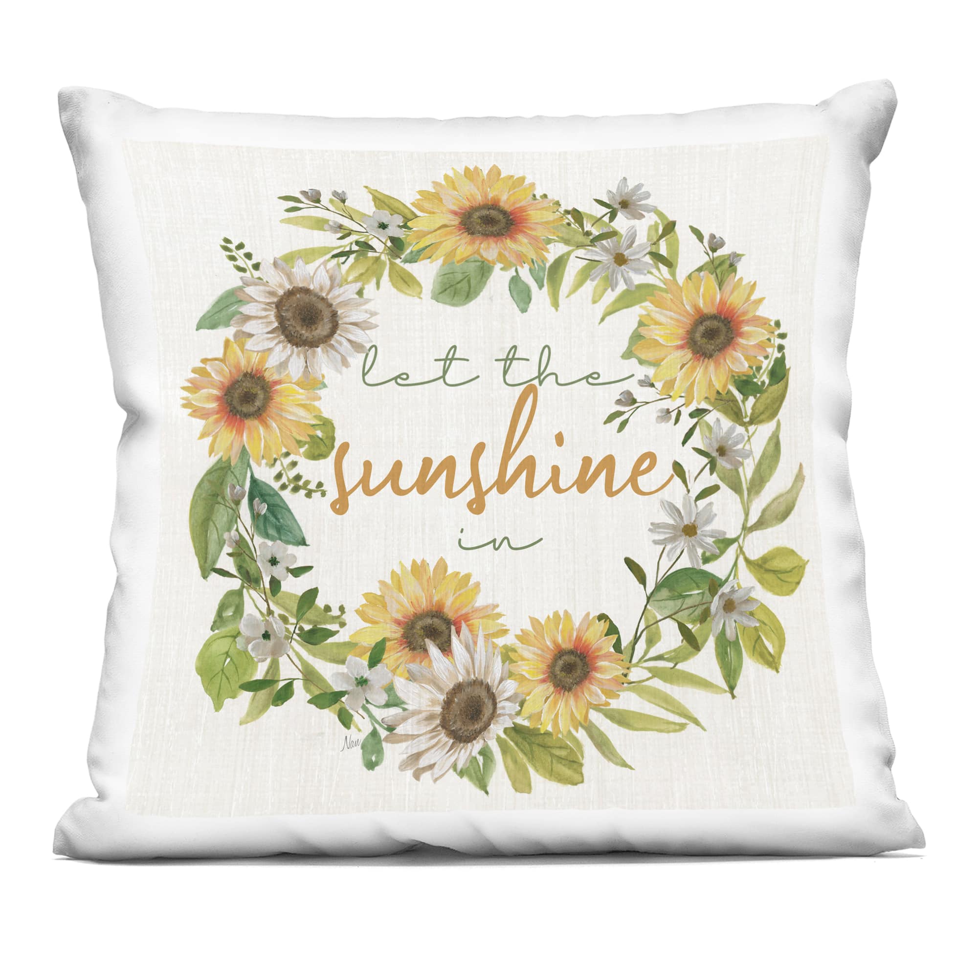 Stupell Industries 18" x 18" Let The Sunshine In Sunflowers Decorative Printed Indoor Pillow