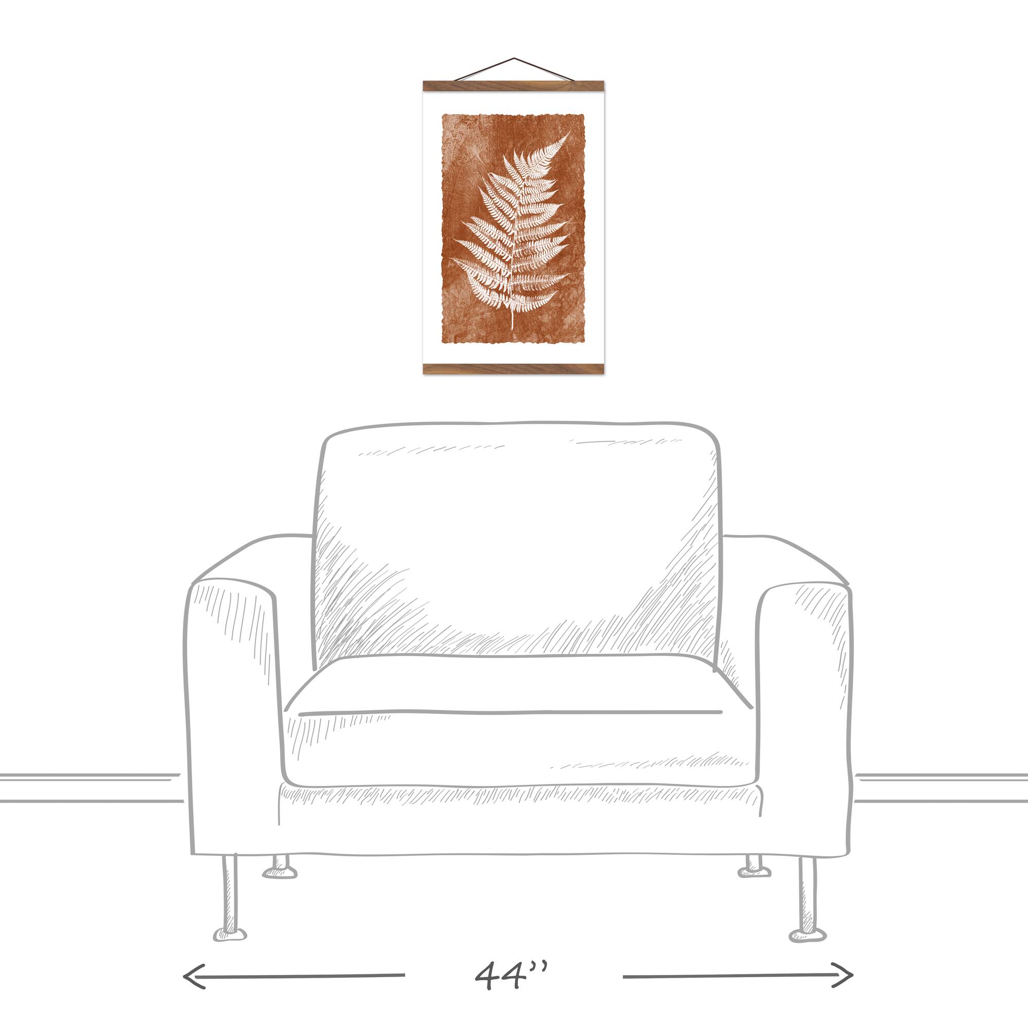 Fern Stamp Copper 12" x 18" Teak Hanging Canvas