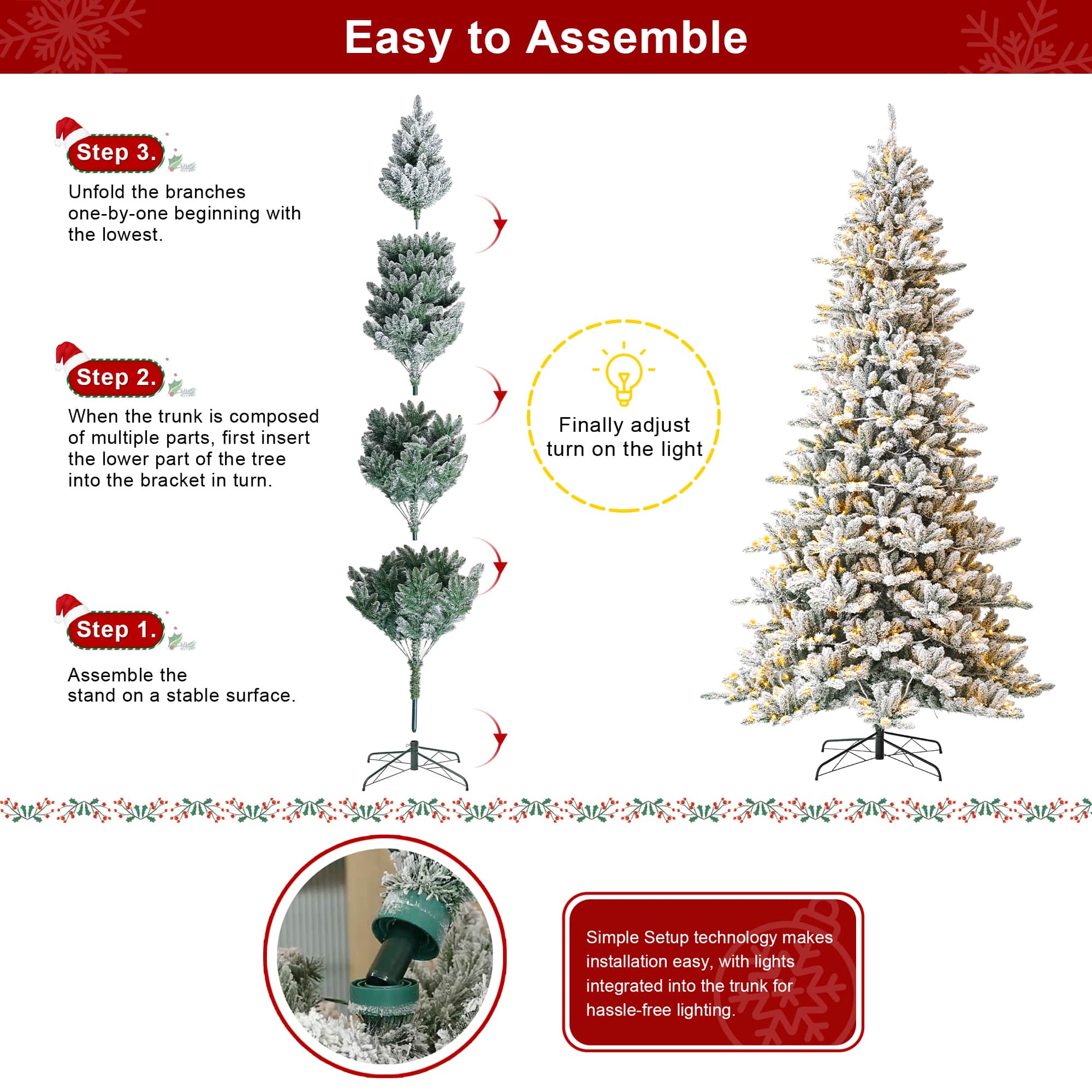 9ft. Pre-Lit Full Fir Artificial Christmas Tree, Warm White LED Lights