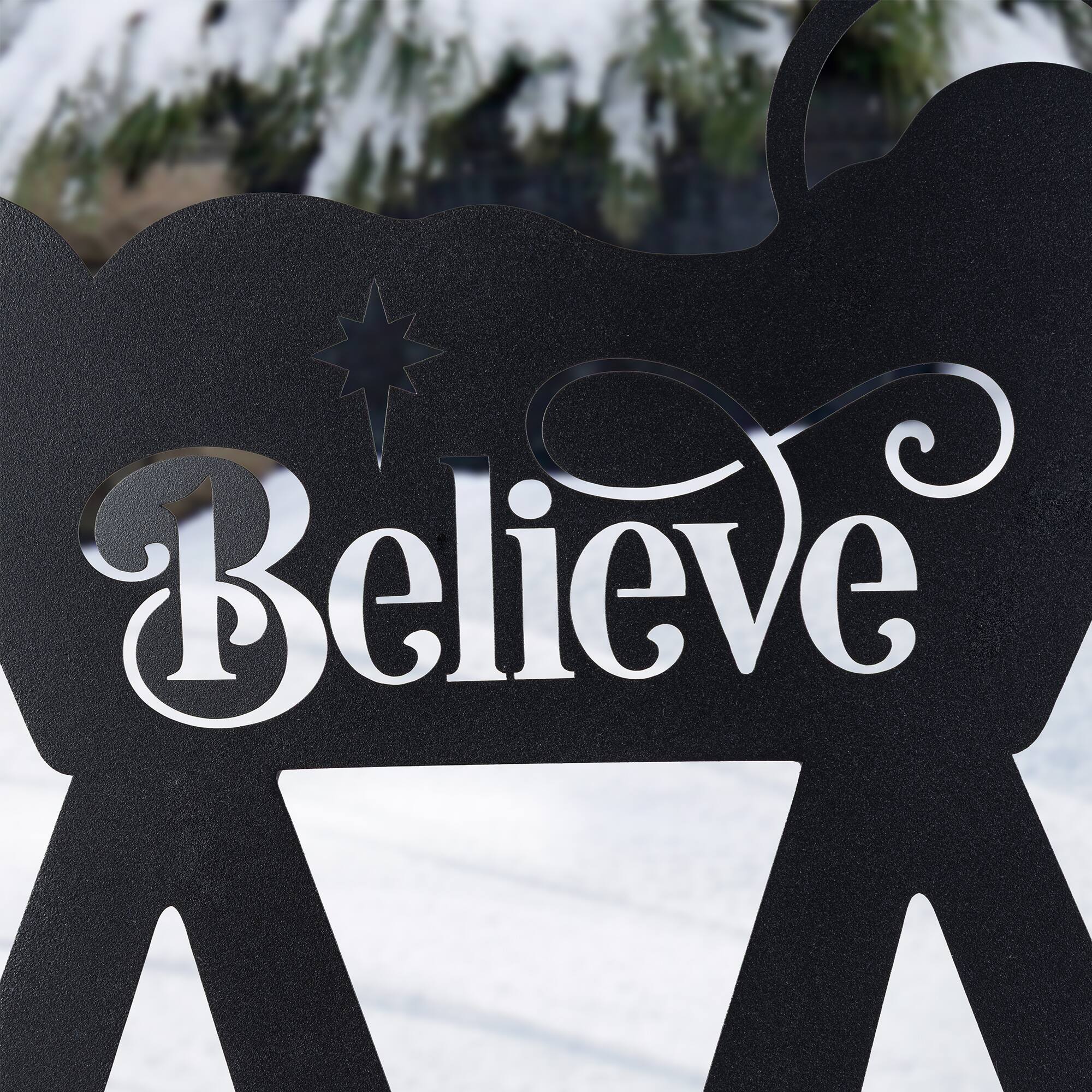 Glitzhome® Set of 3 Christmas Metal Silhouette Holy Family Yard Stake with Timer