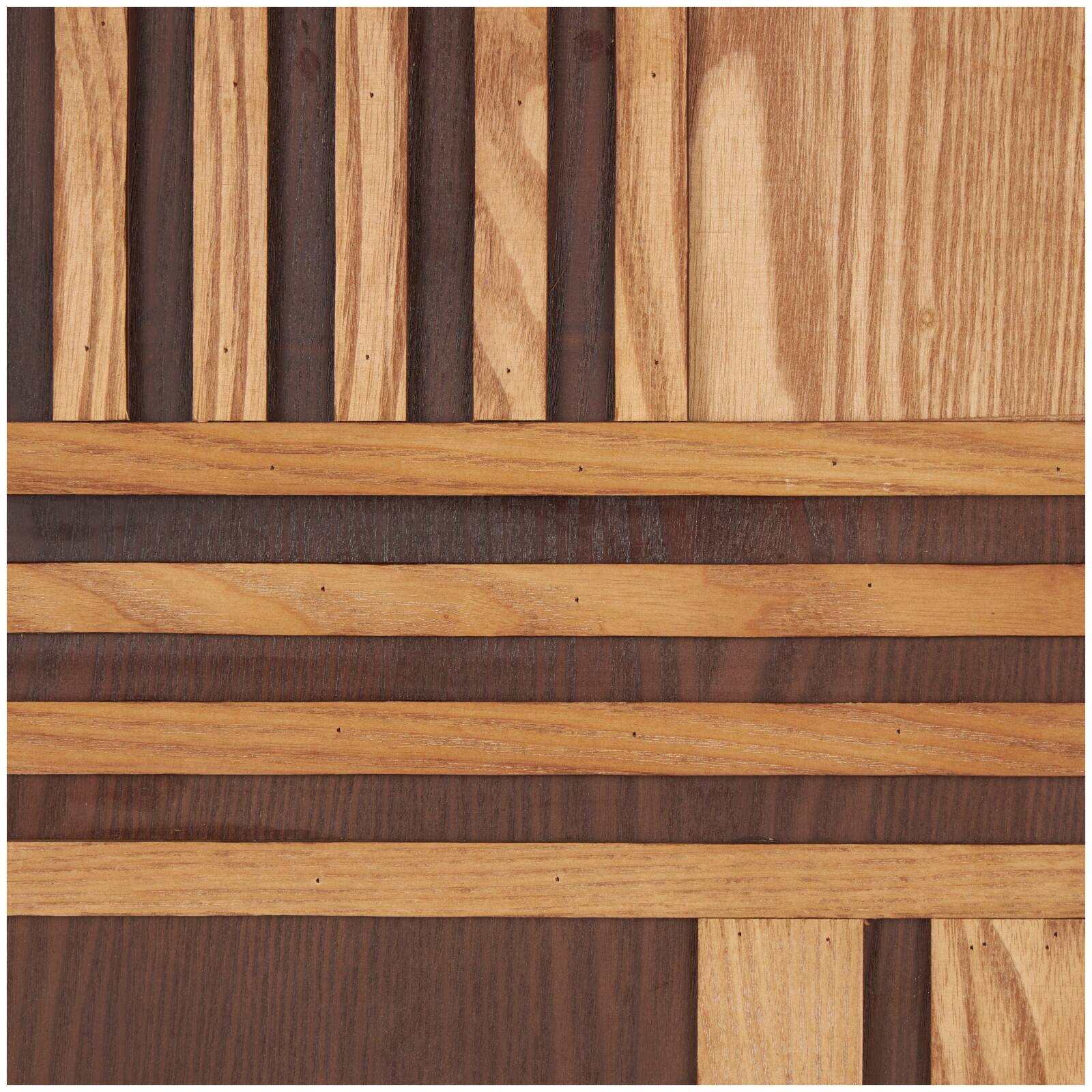 32" Brown Wooden Geometric Handmade Two-Toned Wall Décor Set