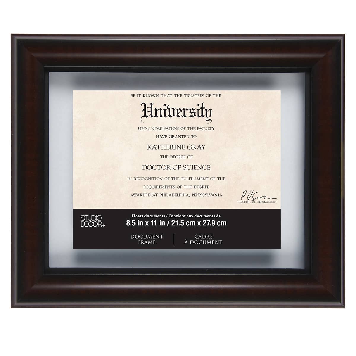 11" x 14" Mahogany & Black Document Float Frame by Studio Décor®