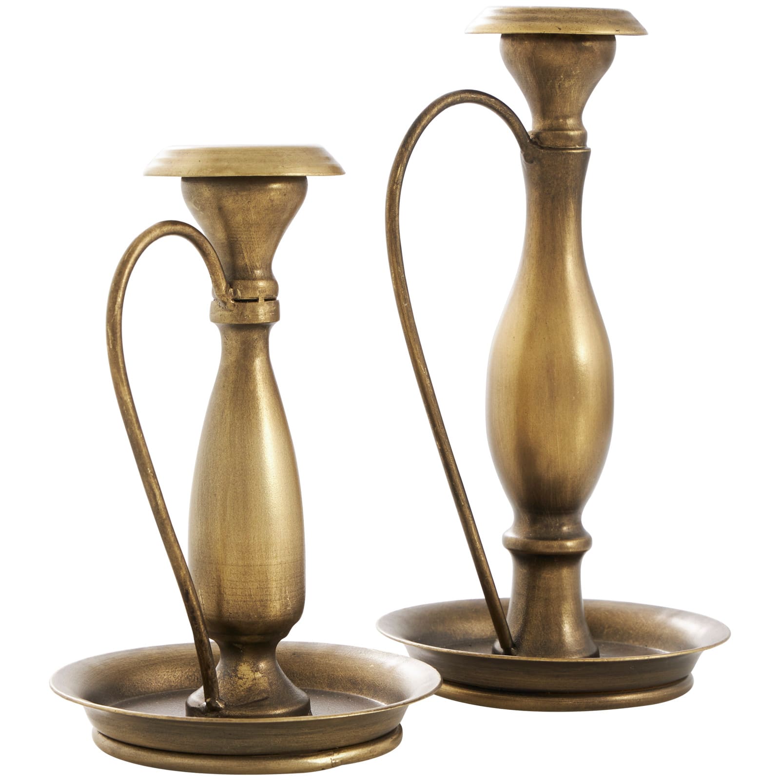 Bronze Metal Antique Style Candle Holder with Candle Plates & Handles Set