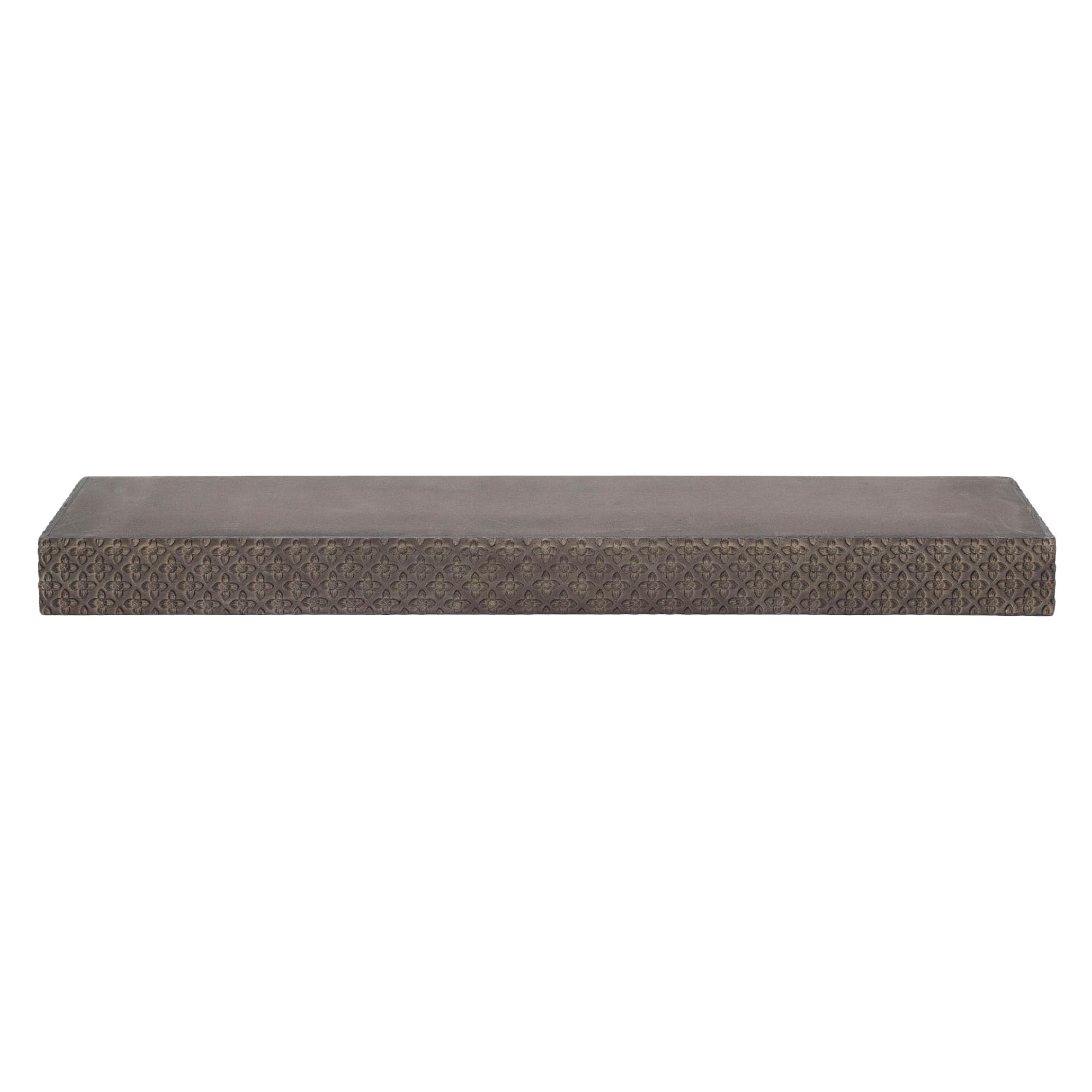 Large Black Rustic Embossed Wood Floating Wall Shelf