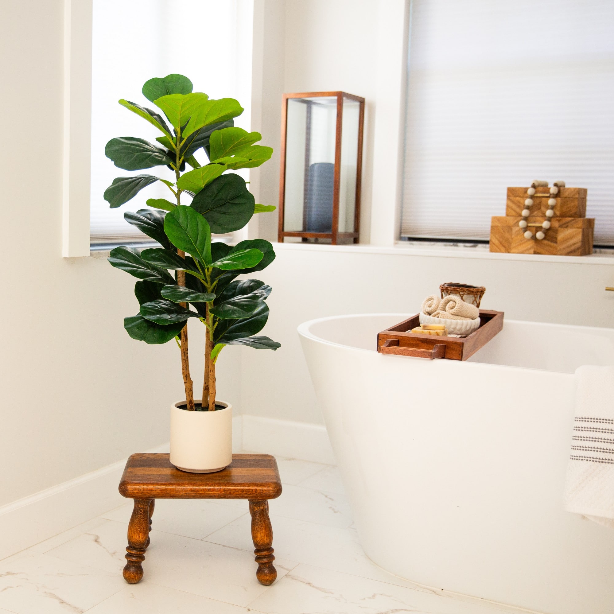 3ft. Artificial Fiddle Leaf Tree in Decorative White Planter