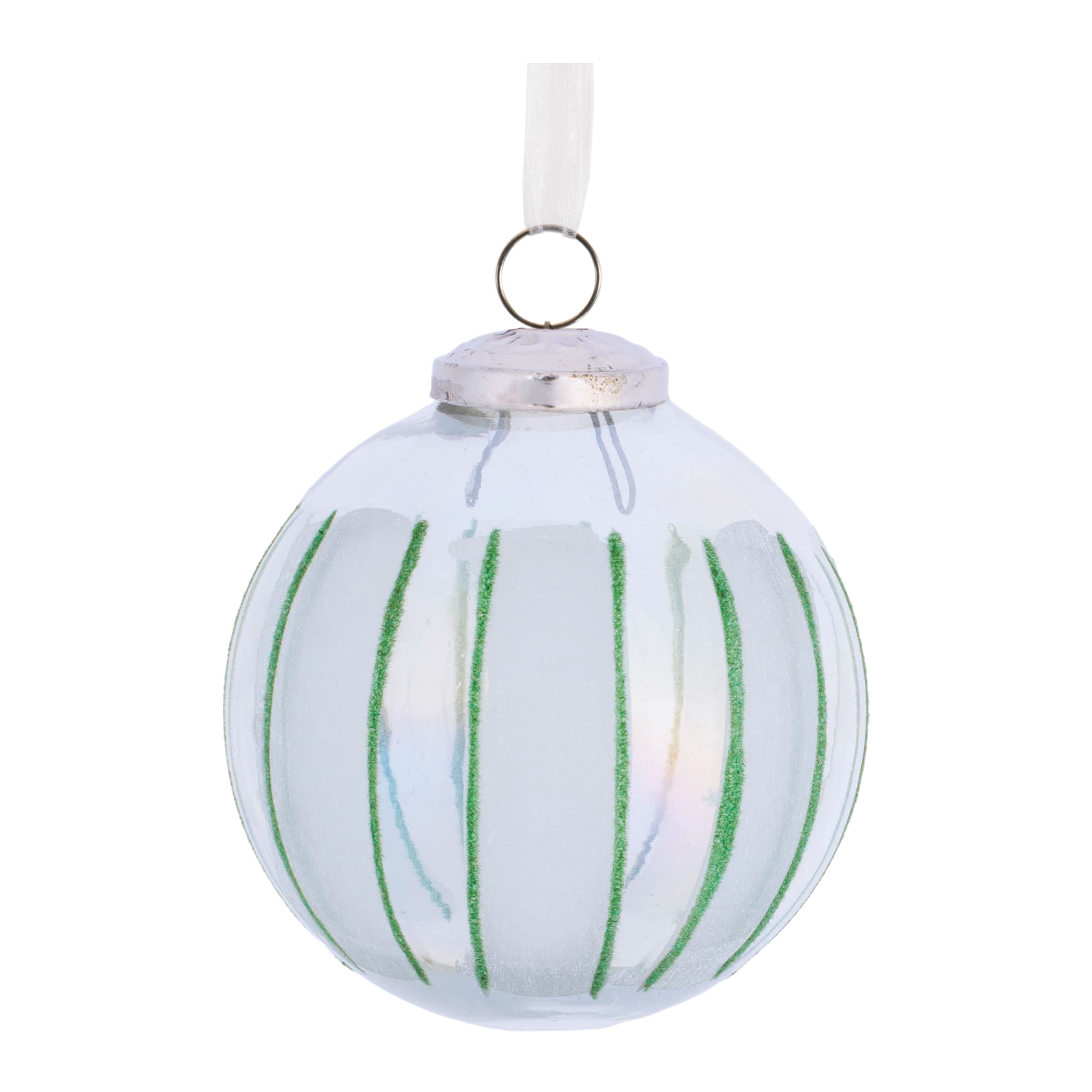 Melrose White & Green Glass Ball Ornament Set