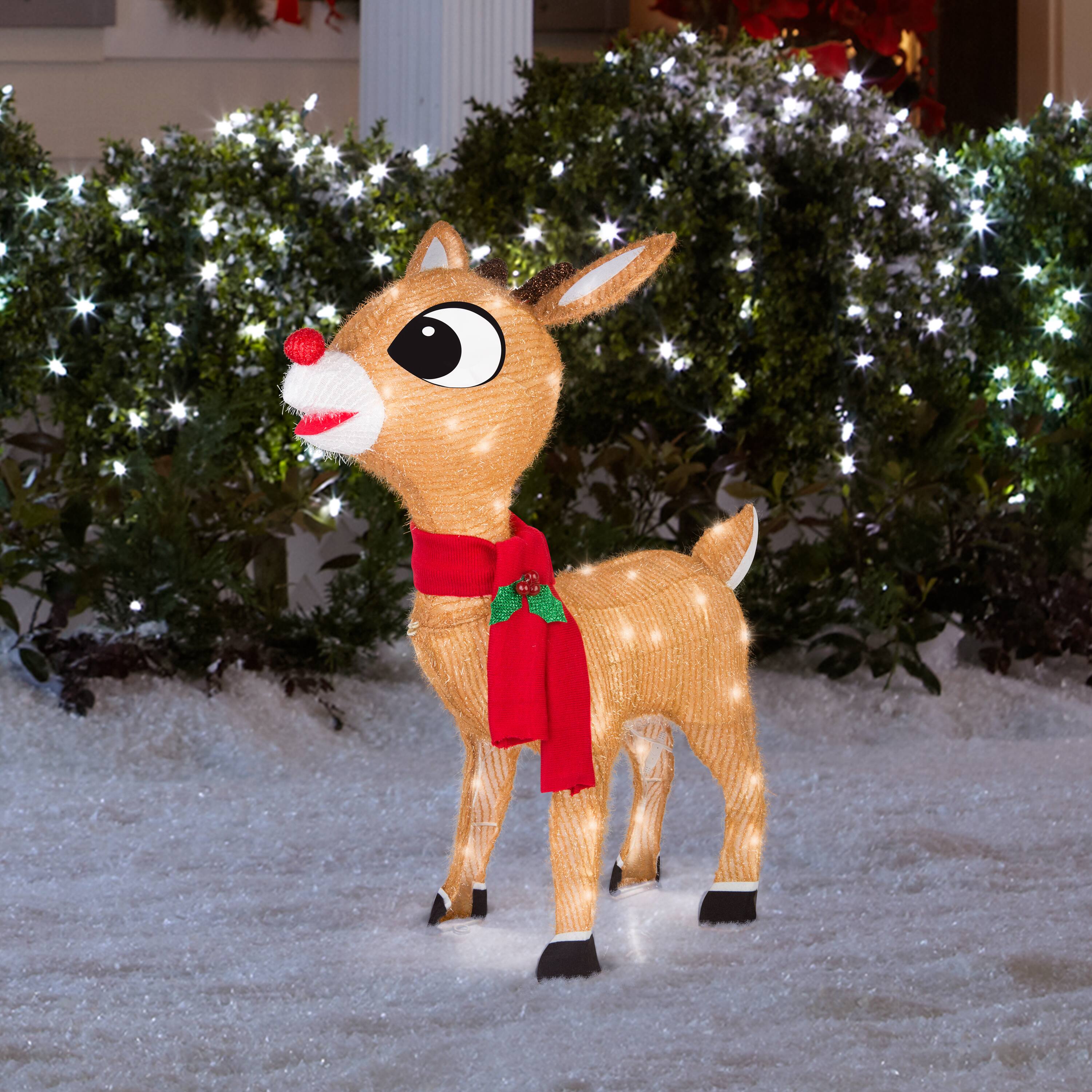 28" Rudolph the Red-Nosed Reindeer Lighted 3D Tinsel Sculpture