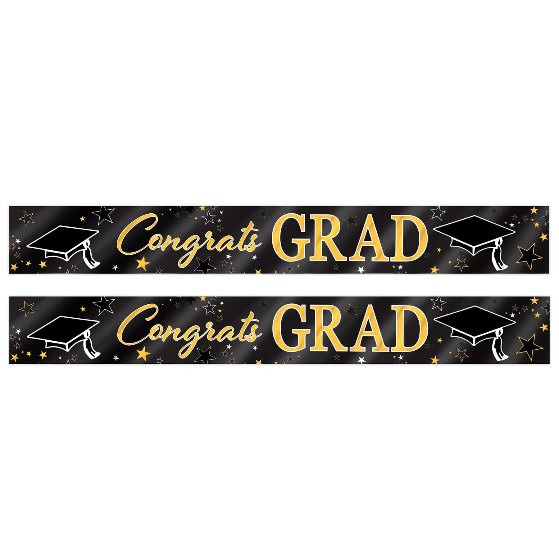 Beistle 5ft. Black & Gold Metallic Congrats Grad Banners, 2ct.