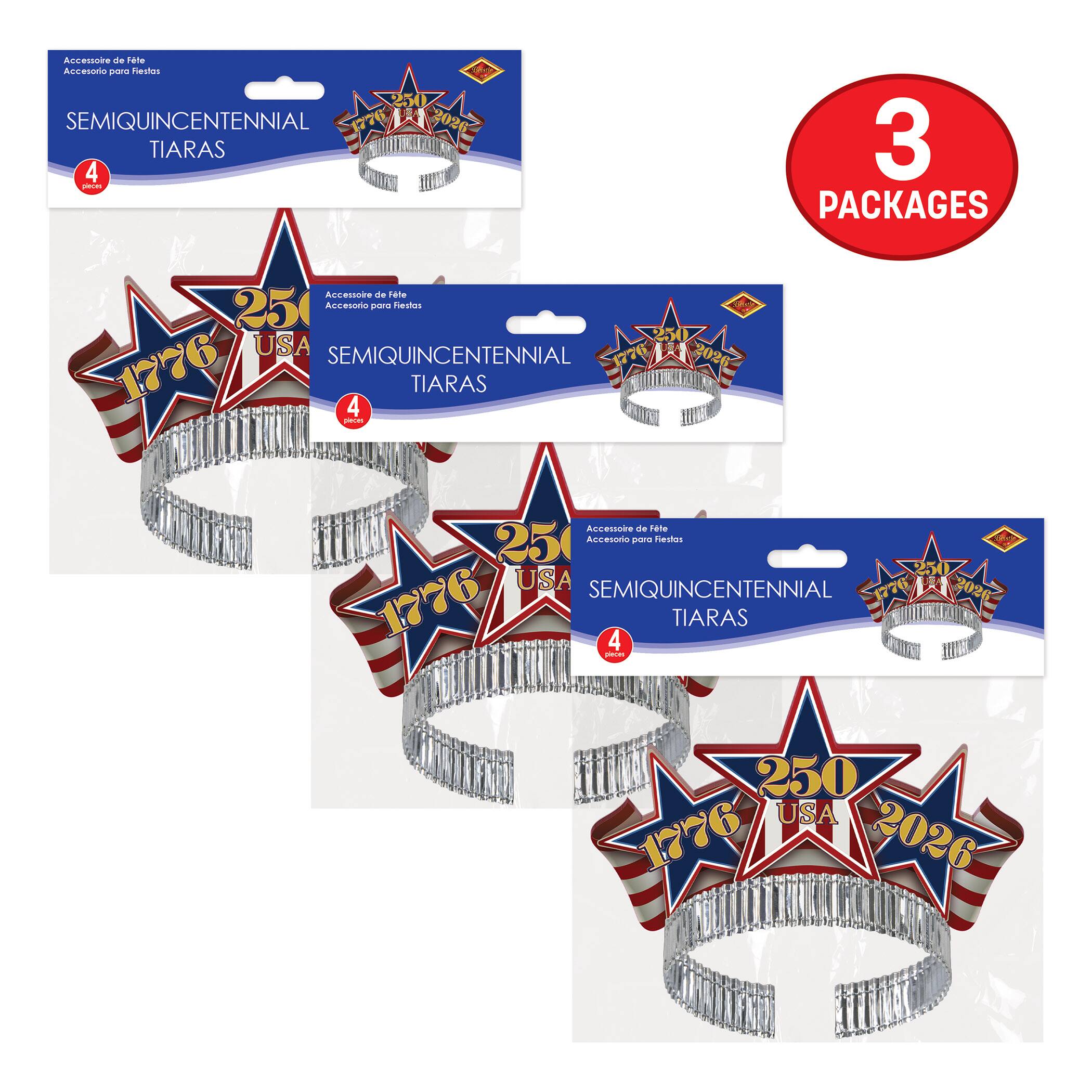 Beistle Semiquincentennial Tiaras, 3 Packs of 4
