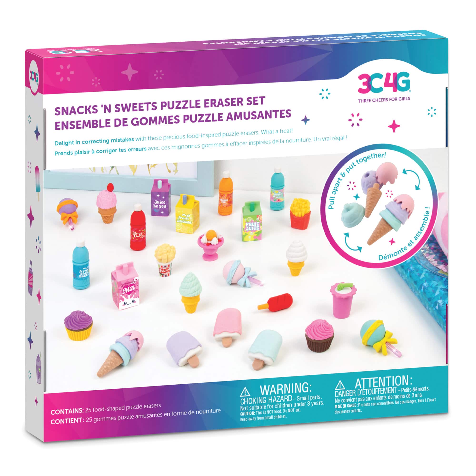 Make It Real™ 3C4G Snacks 'N Sweets Puzzle Eraser Set