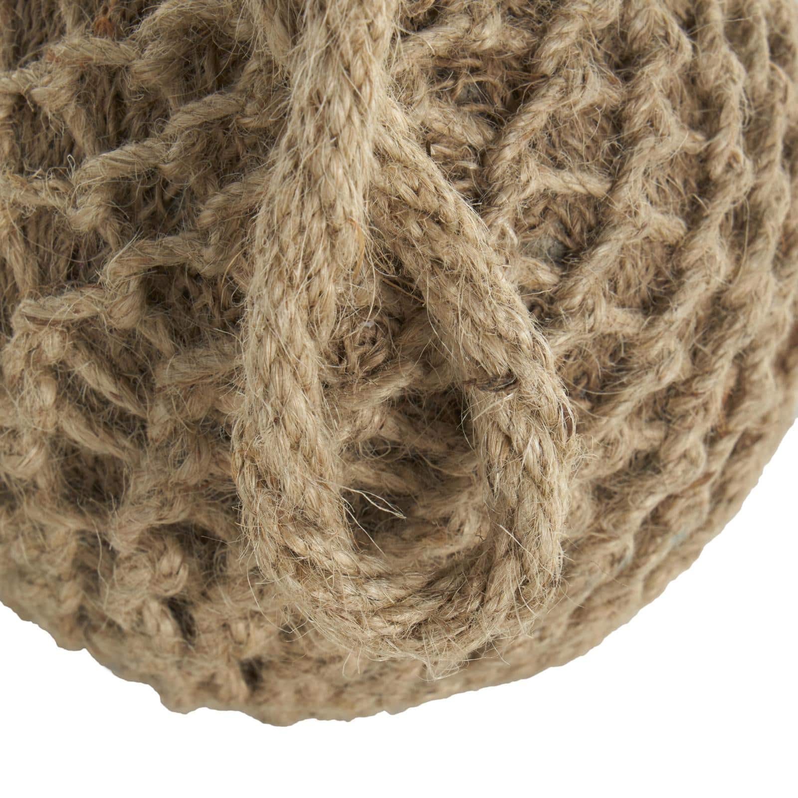 Brown Handmade Woven Knotted Rope & Cement Orb Sculpture with Handles Set