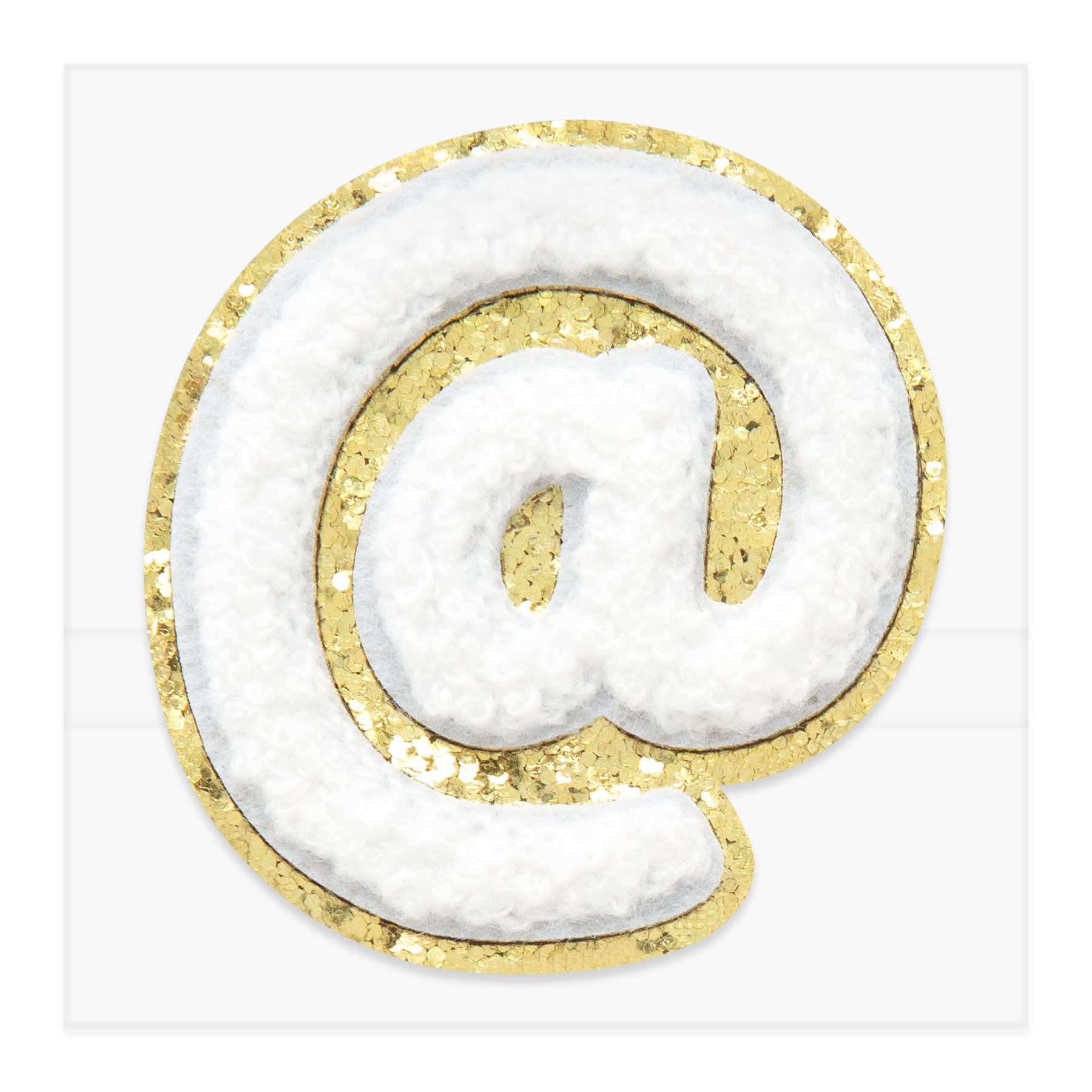 2.25" White Chenille & Gold Glitter Edge Number Iron-On & Adhesive Patch by Make Market