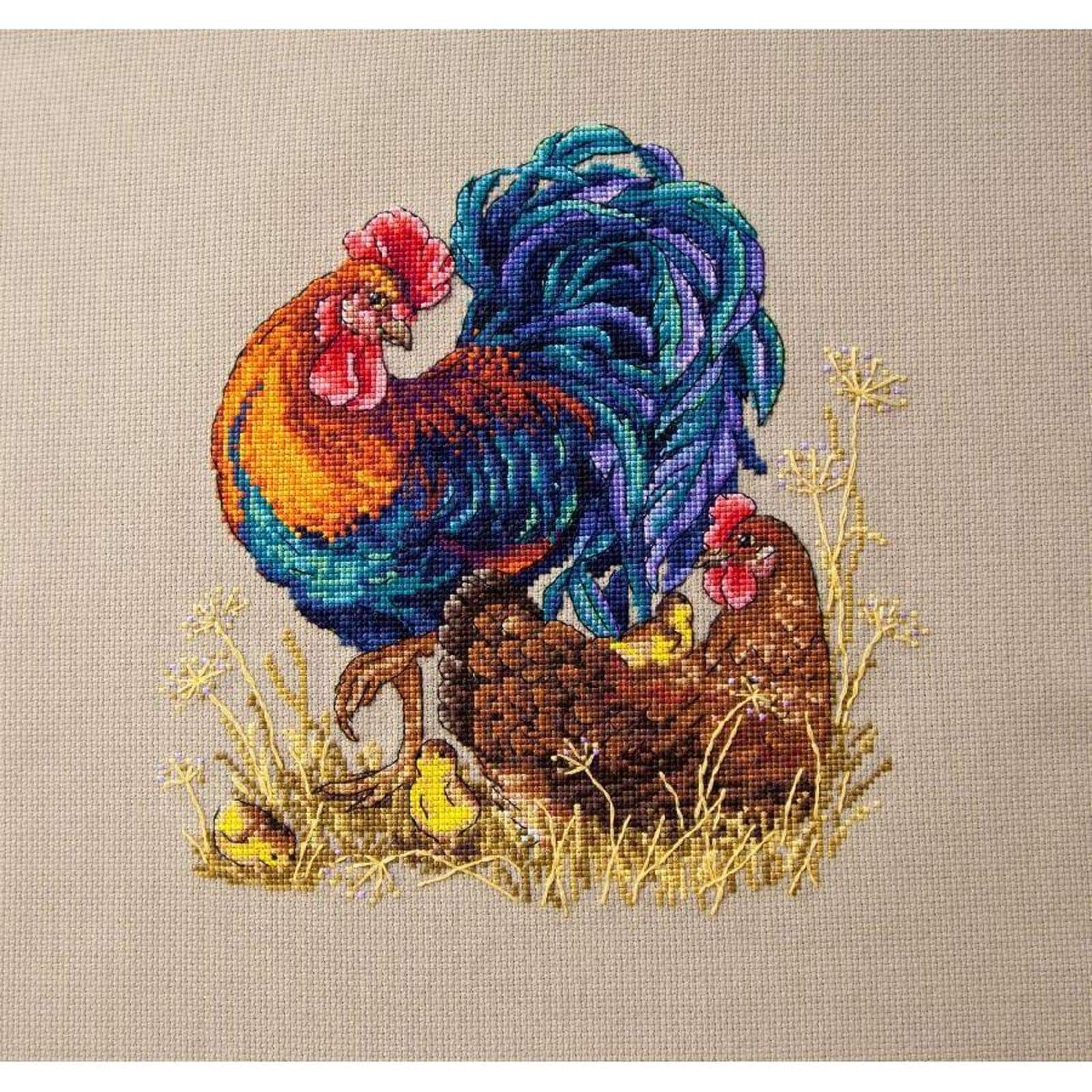 Merejka® Rooster & Hen Counted Cross Stitch Kit