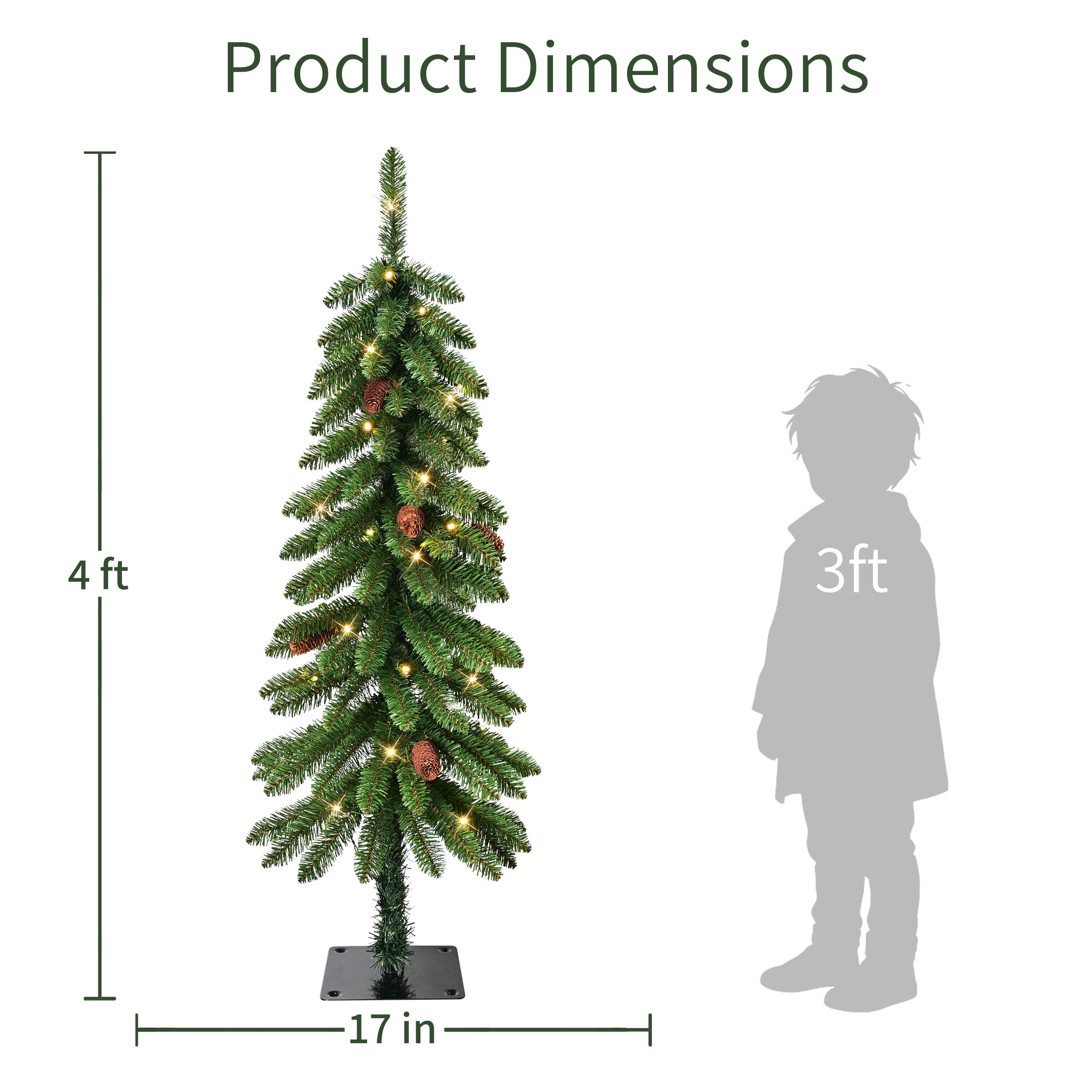 Puleo International 4ft. Pre-Lit Artificial Alpine Christmas Trees with Pinecones, Warm White LED Lights, 2ct.