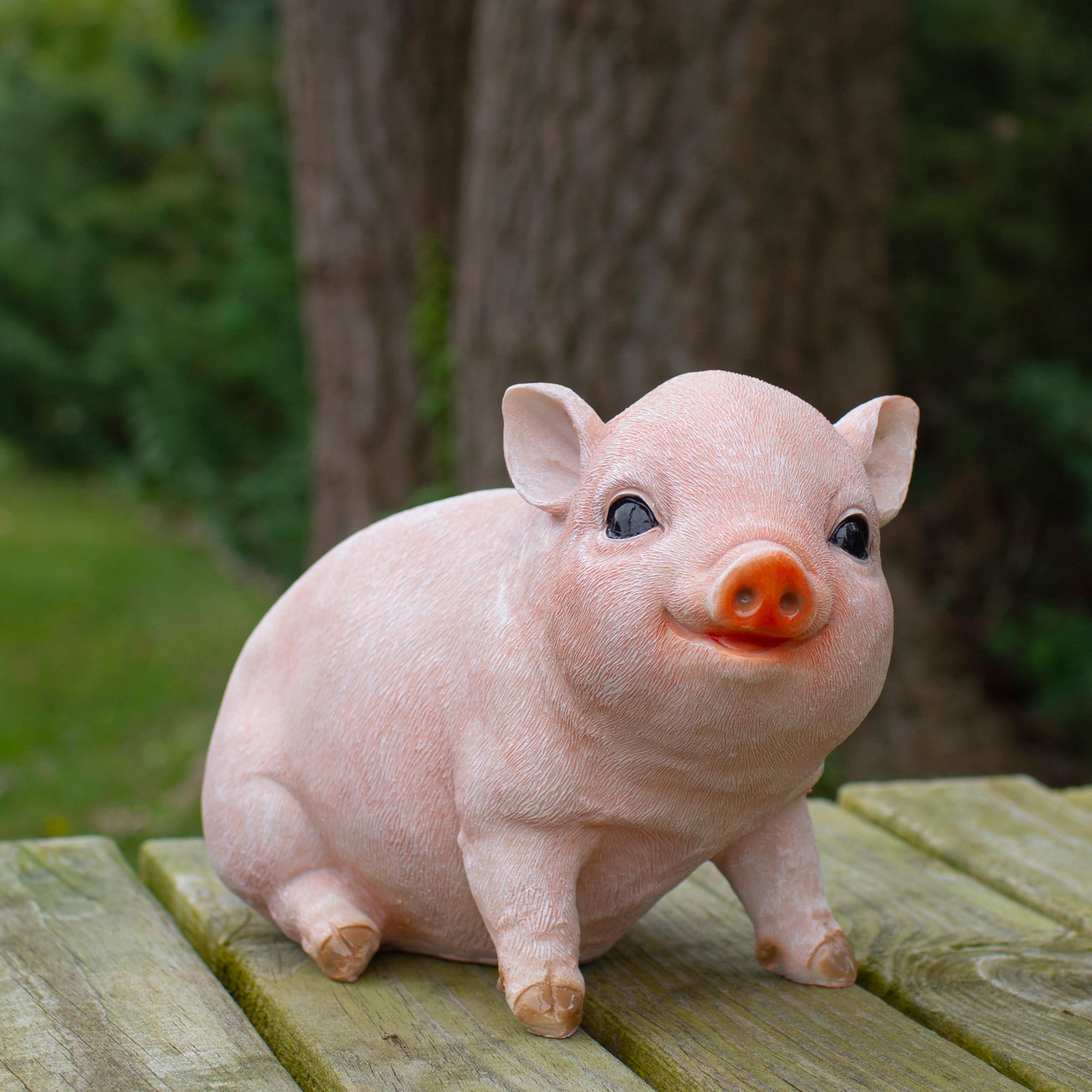 12.5" Realistic Pink Piglet Outdoor Garden Statue