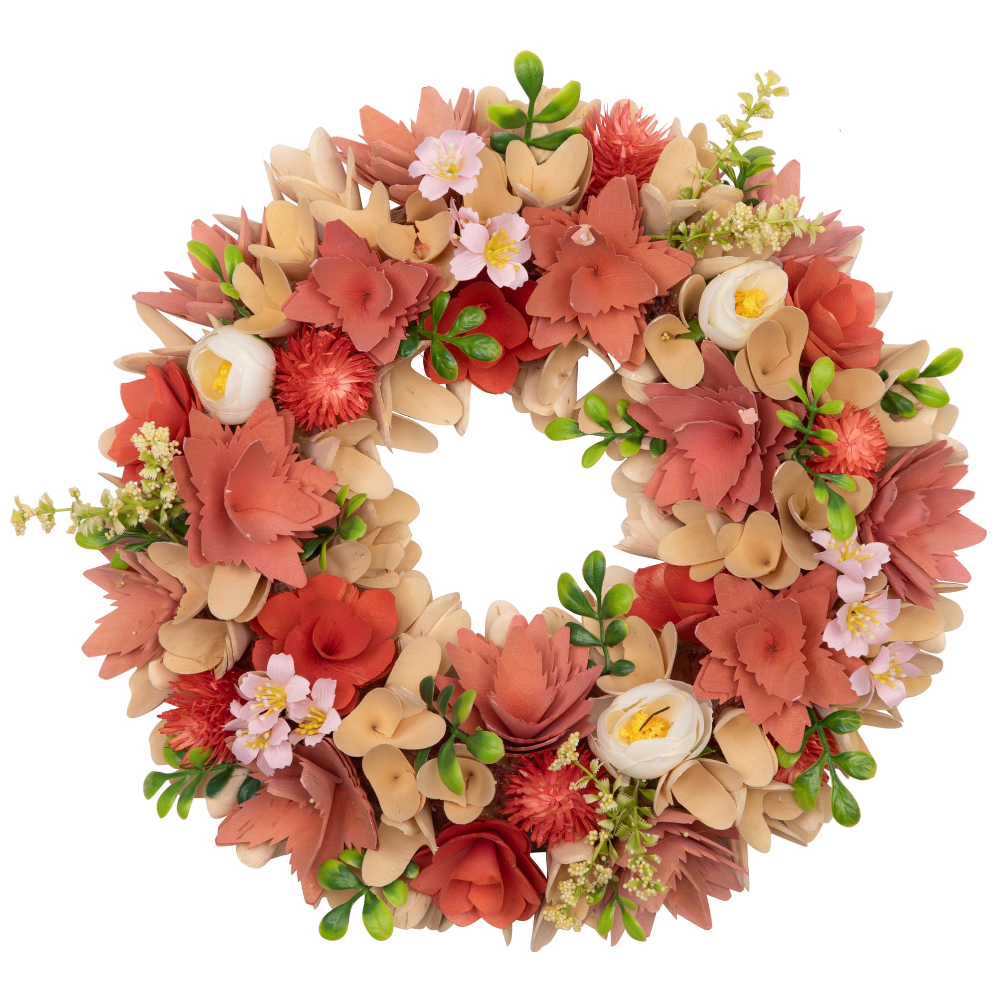 14" Mini Thistle & Ranunculus Artificial Wooden Spring Wreath