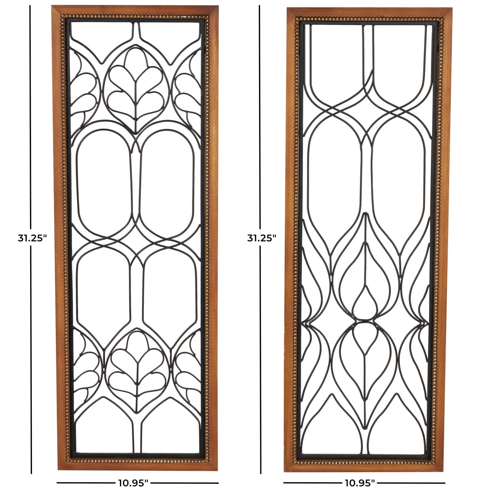 31.25" Metal Geometric Wire Cutout Wall Décor with Beaded Accents, 2ct.