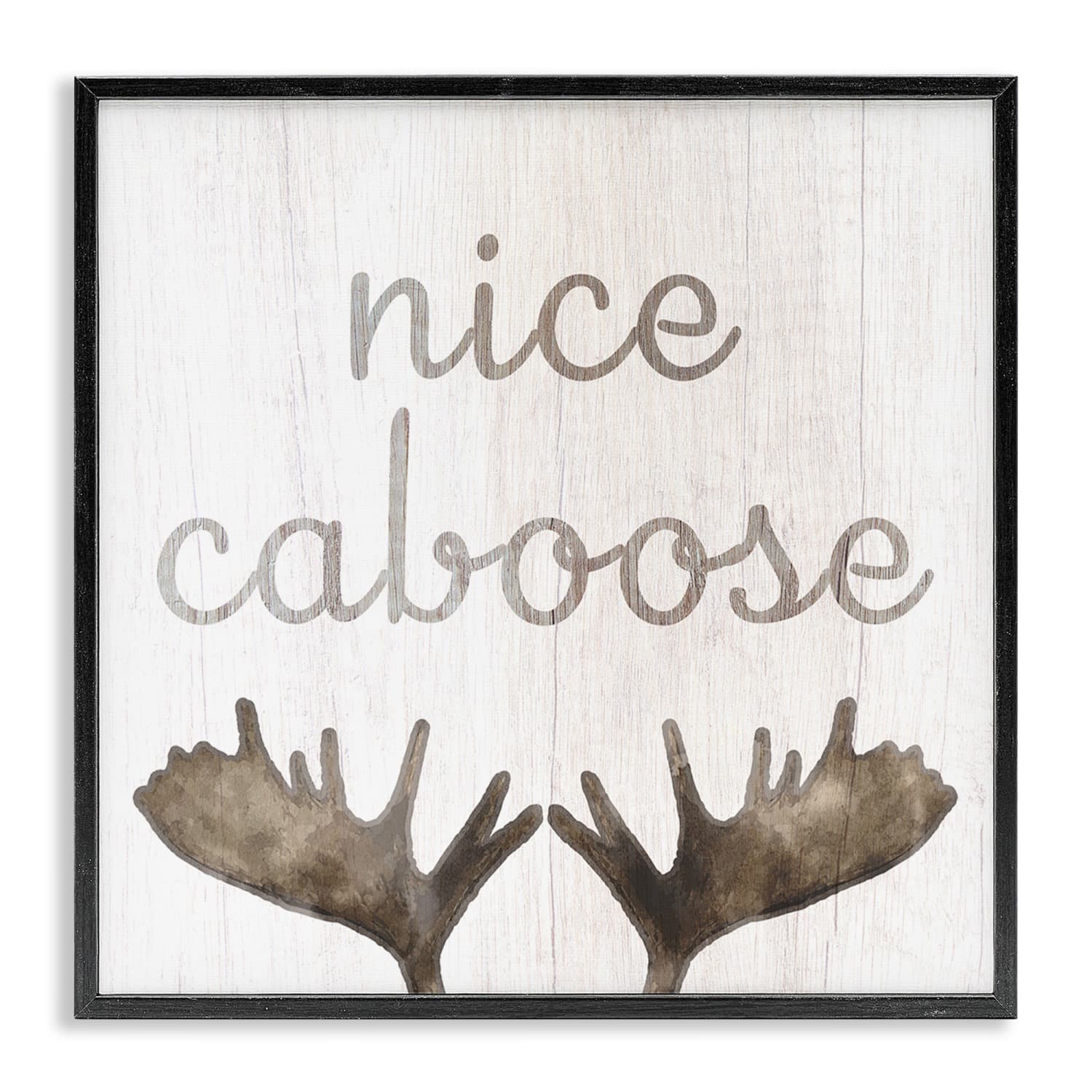 Stupell Industries Nice Caboose Bathroom Moose Antlers Framed Giclee Art