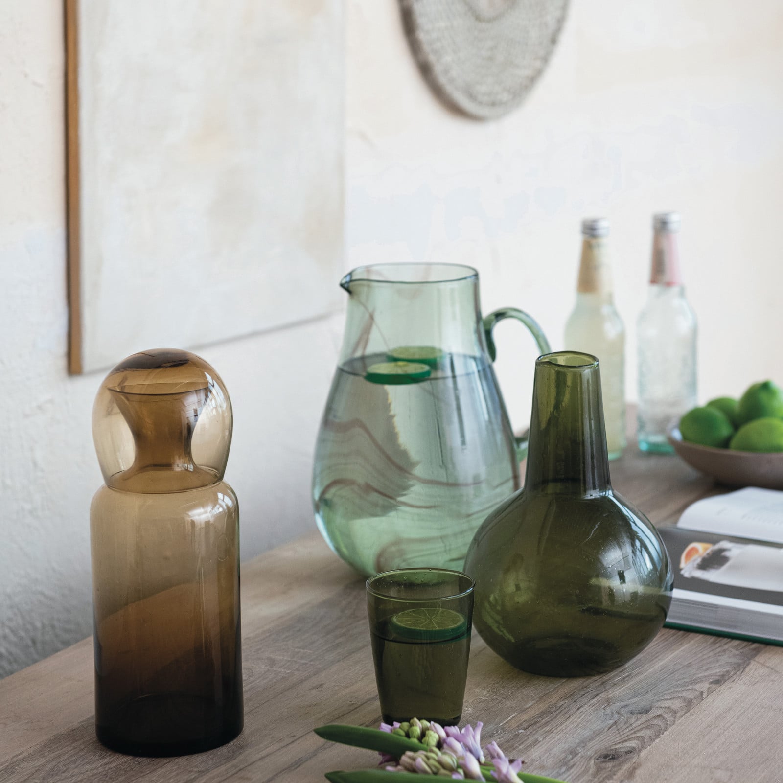 Hello Honey® Glowing Amber Glass Carafe Set