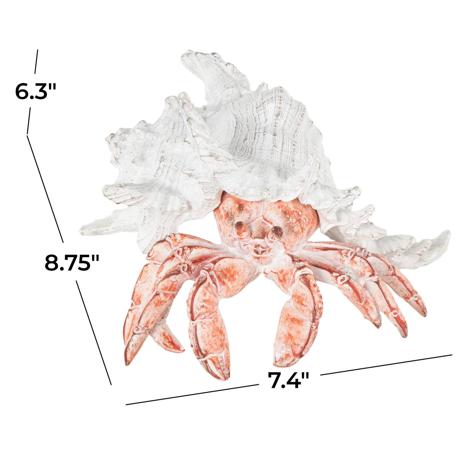 9" Polystone Crab Textured Decorative Sculpture with White Shell