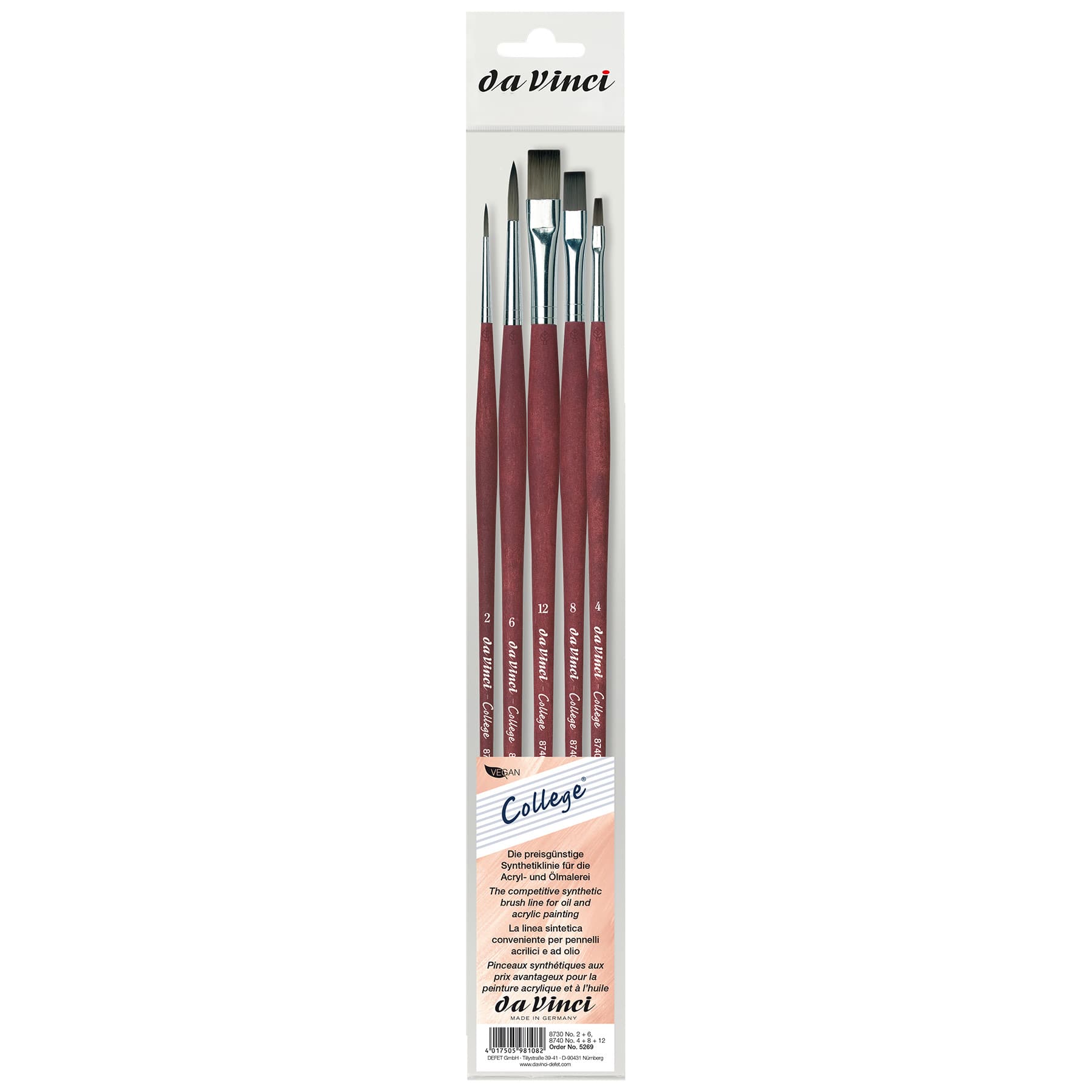 da Vinci COLLEGE 5 Piece Synthetic Brush Set