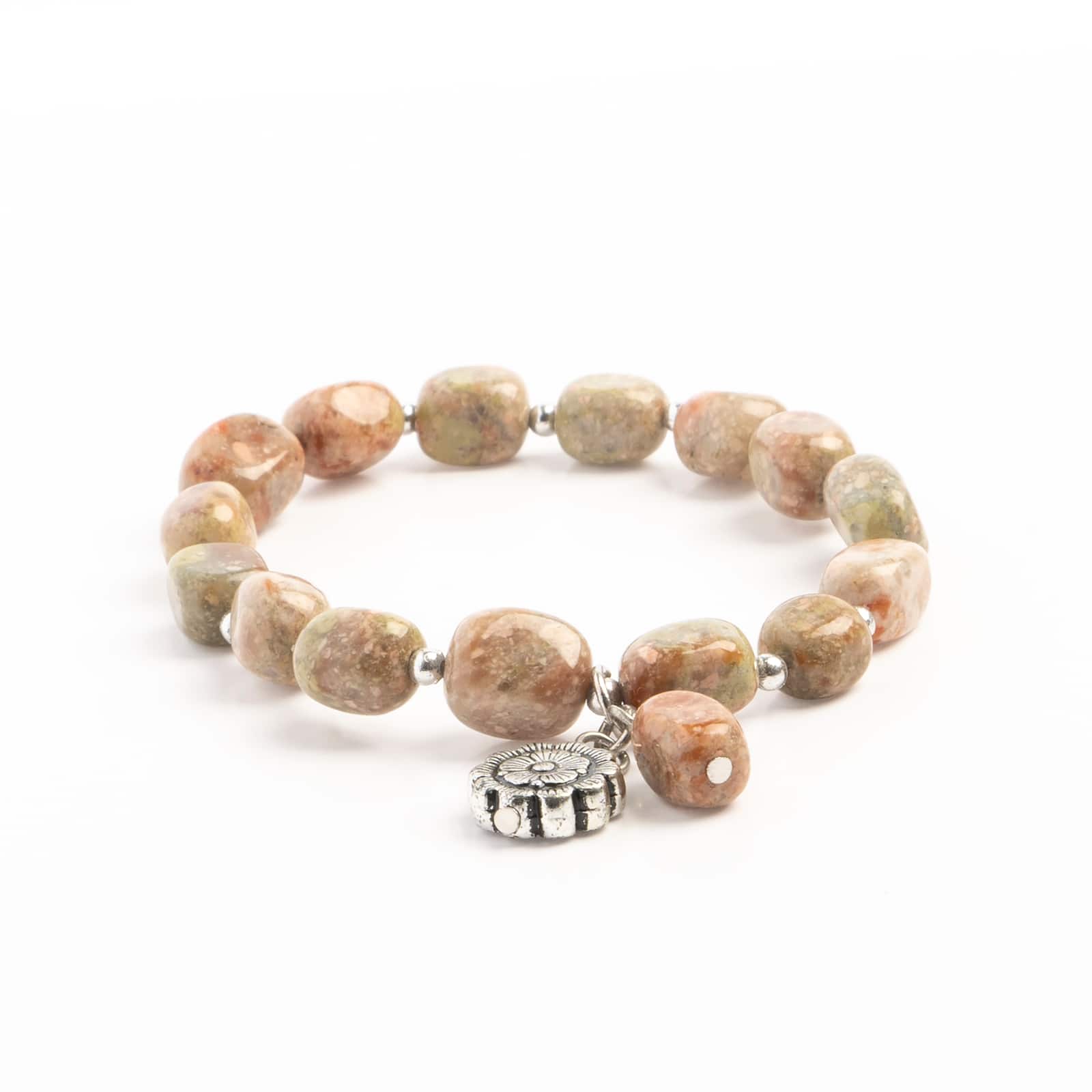 John Bead Jasper Creativity Natural Brown Unakite Gemstone Bracelet
