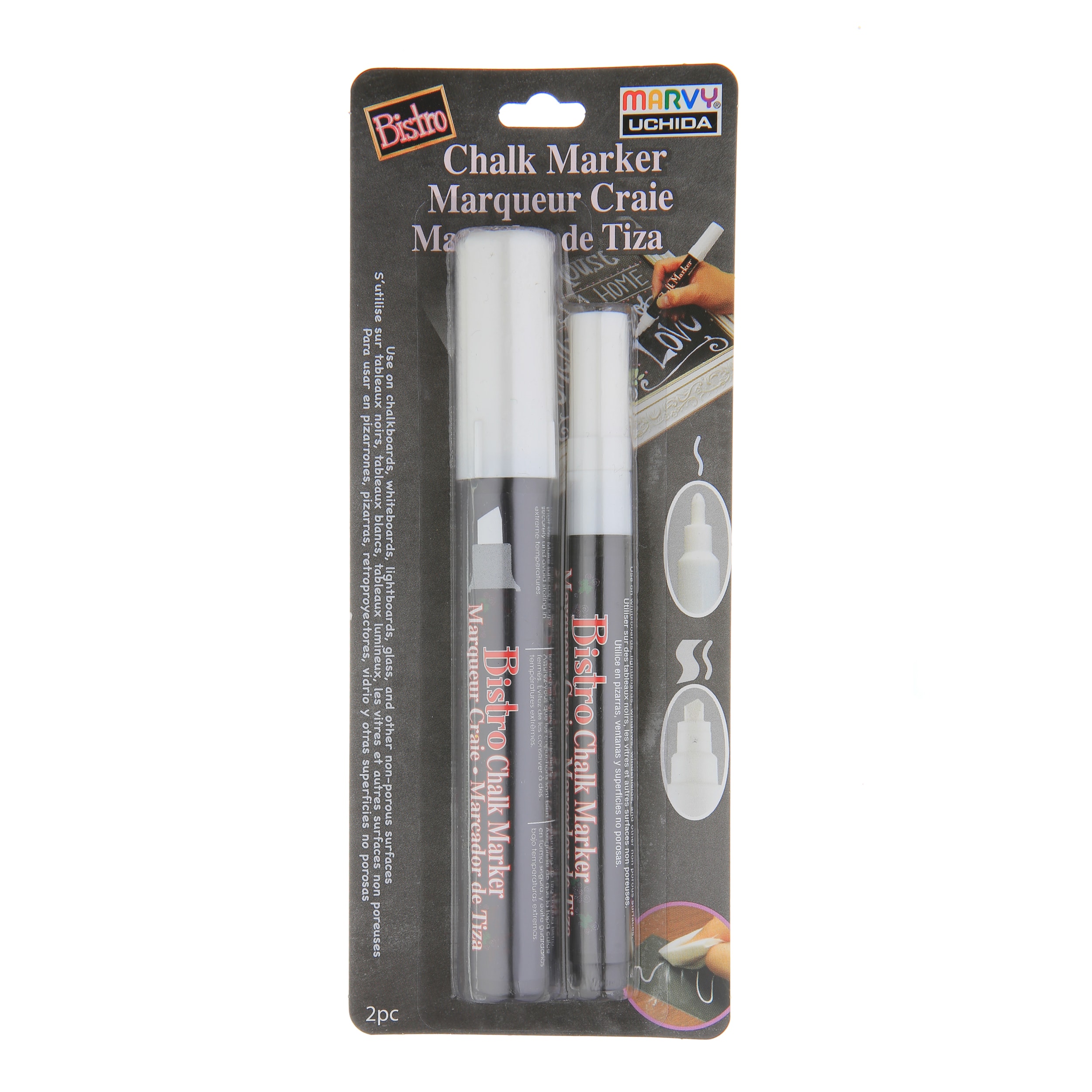 12 Pack: Marvy® Uchida Bistro Fine Point & Chisel Tip White Chalk Marker Set