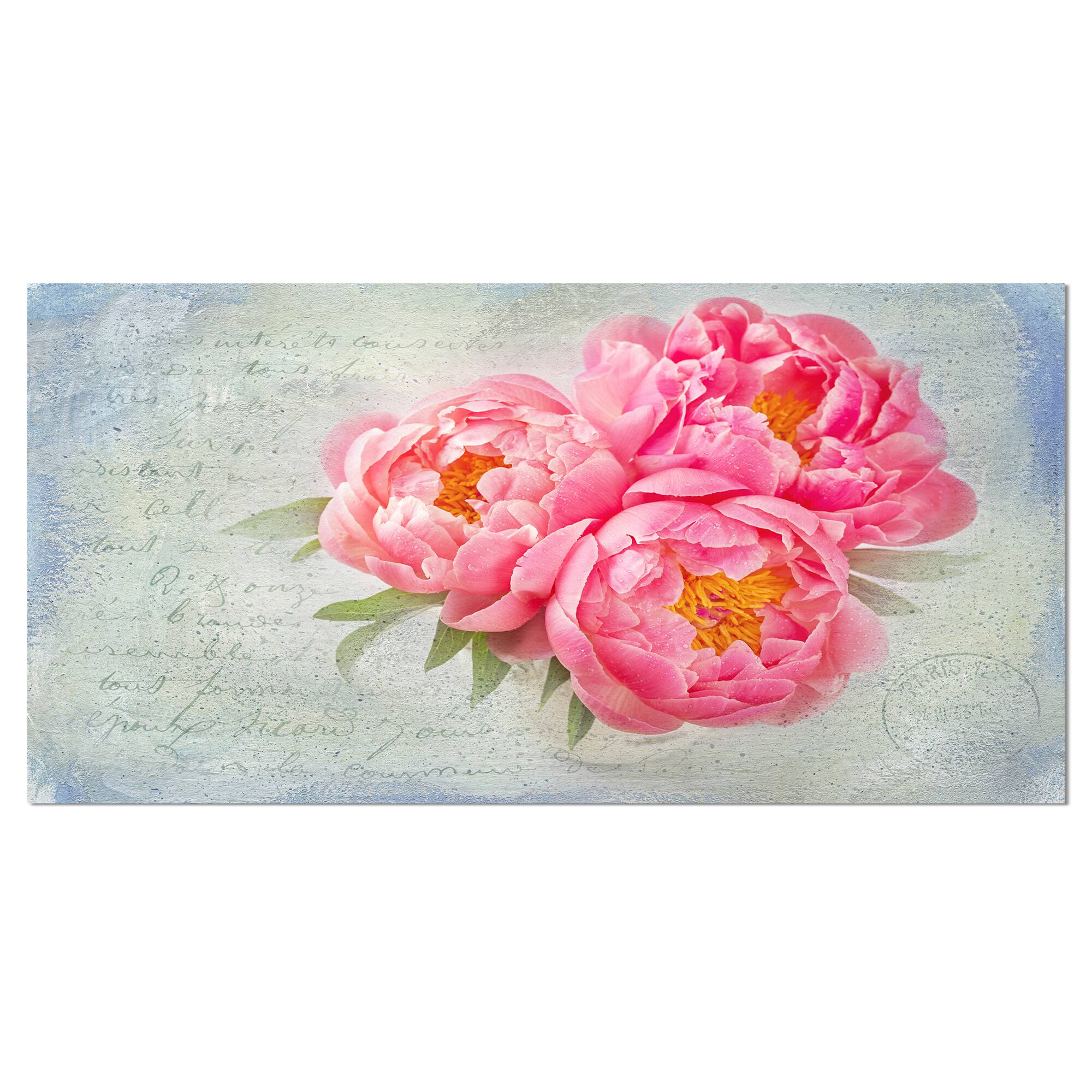 Designart - Pink Peony Flowers in White Vase