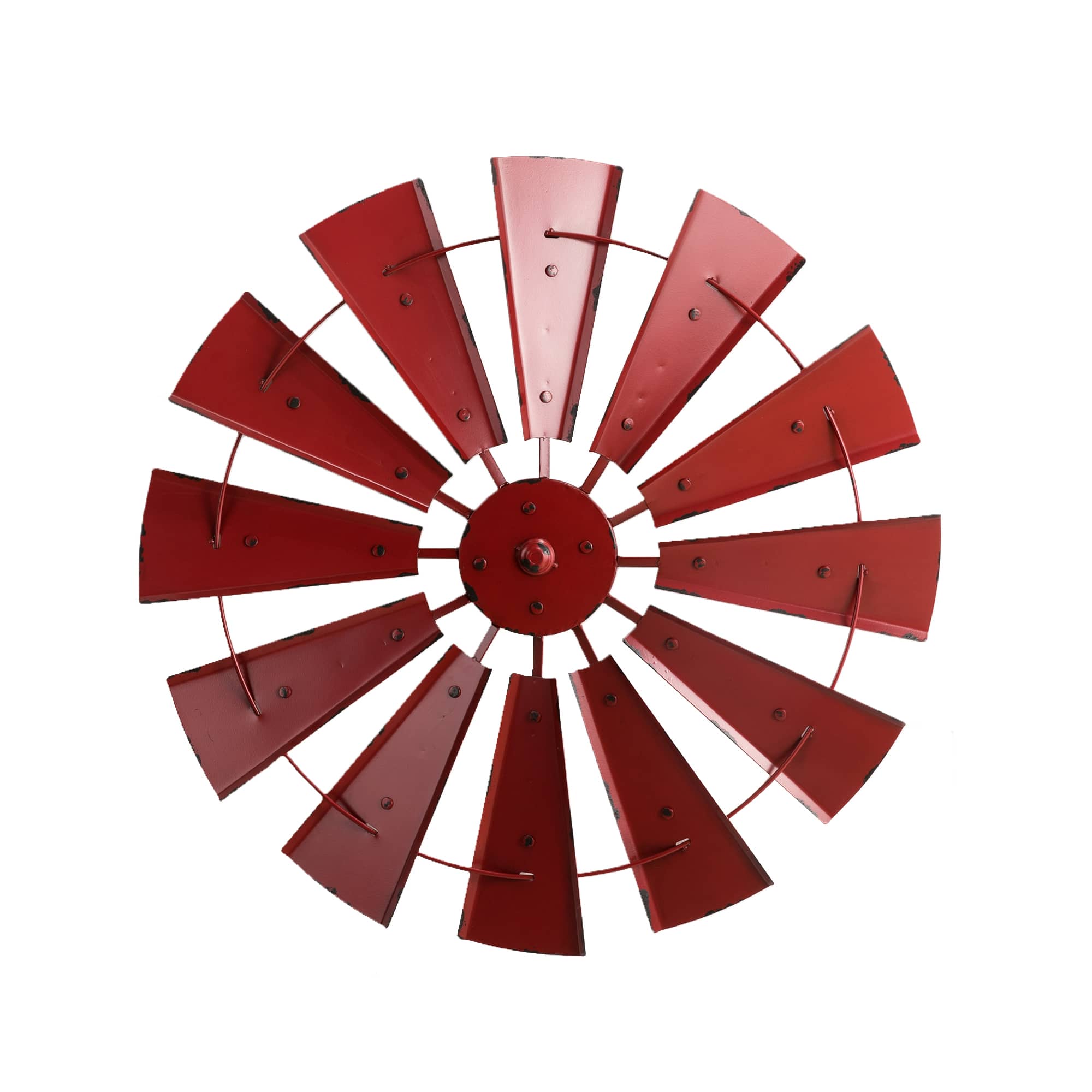 Glitzhome® 28.5" Red Metal Wind Spinner Wall Décor