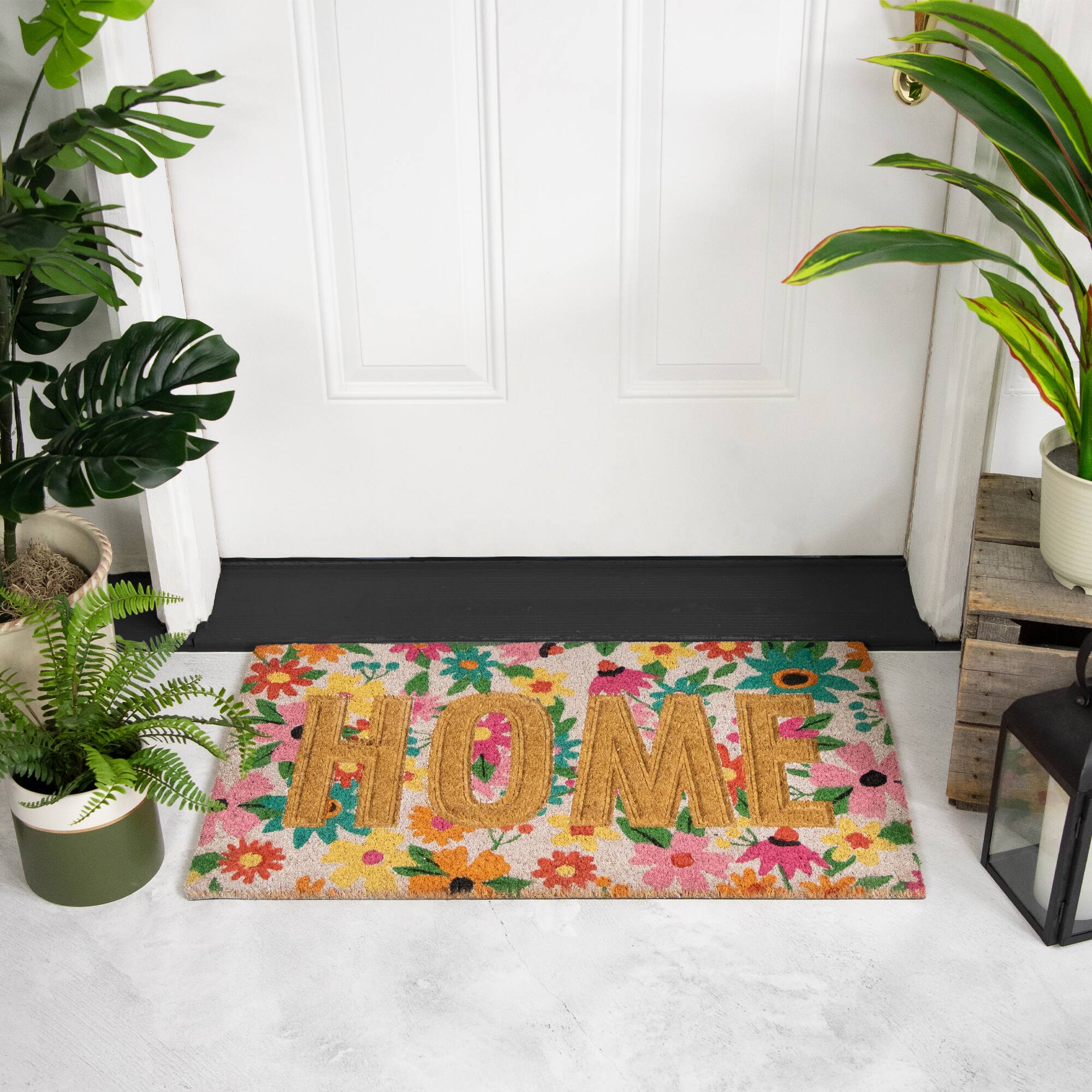 Pink & Orange Floral Home Doormat