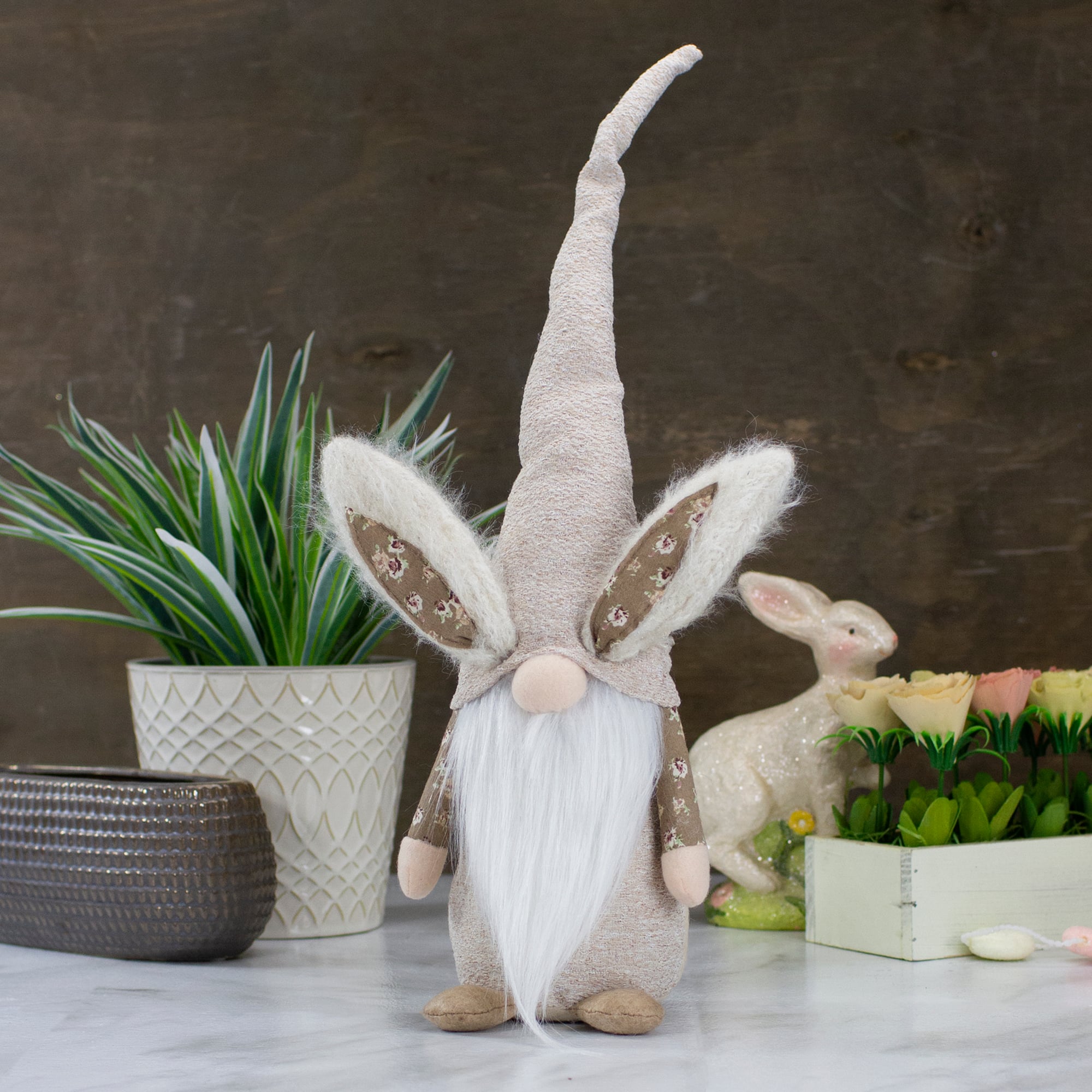 20" Spring Floral Easter Bunny Gnome Figure