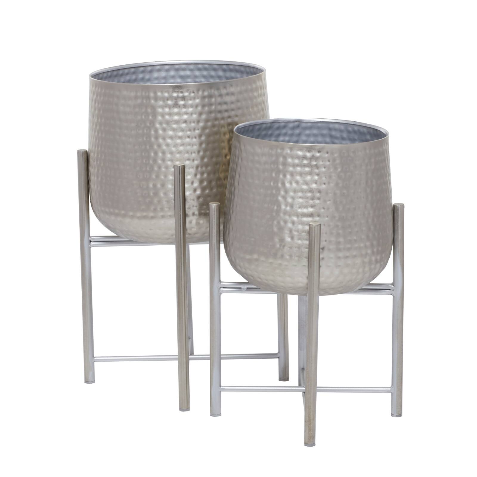 Silver Transitional Planter, Set of 2" 19", 16"