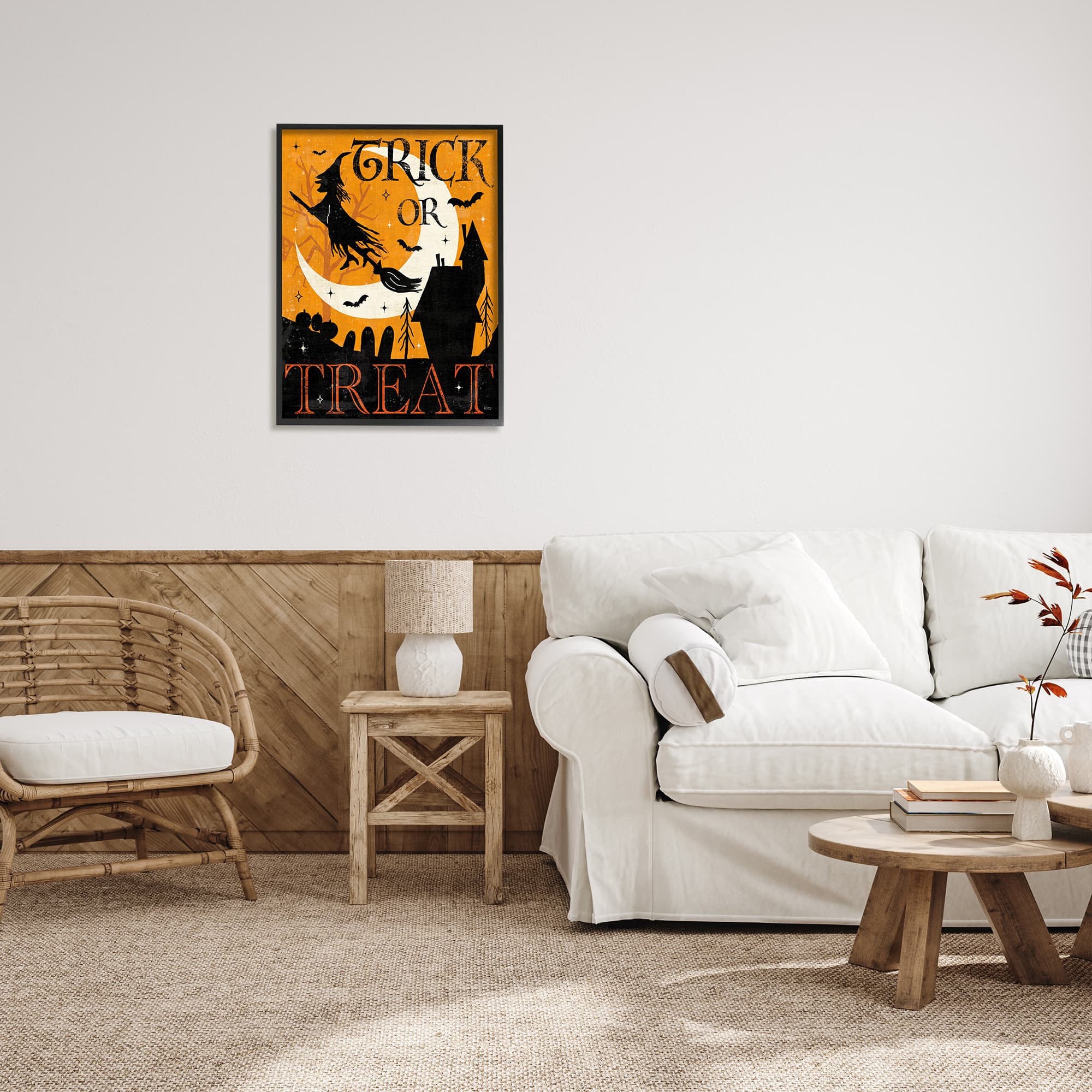 Stupell Industries Trick or Treat Halloween Witch Framed Giclée Wall Art