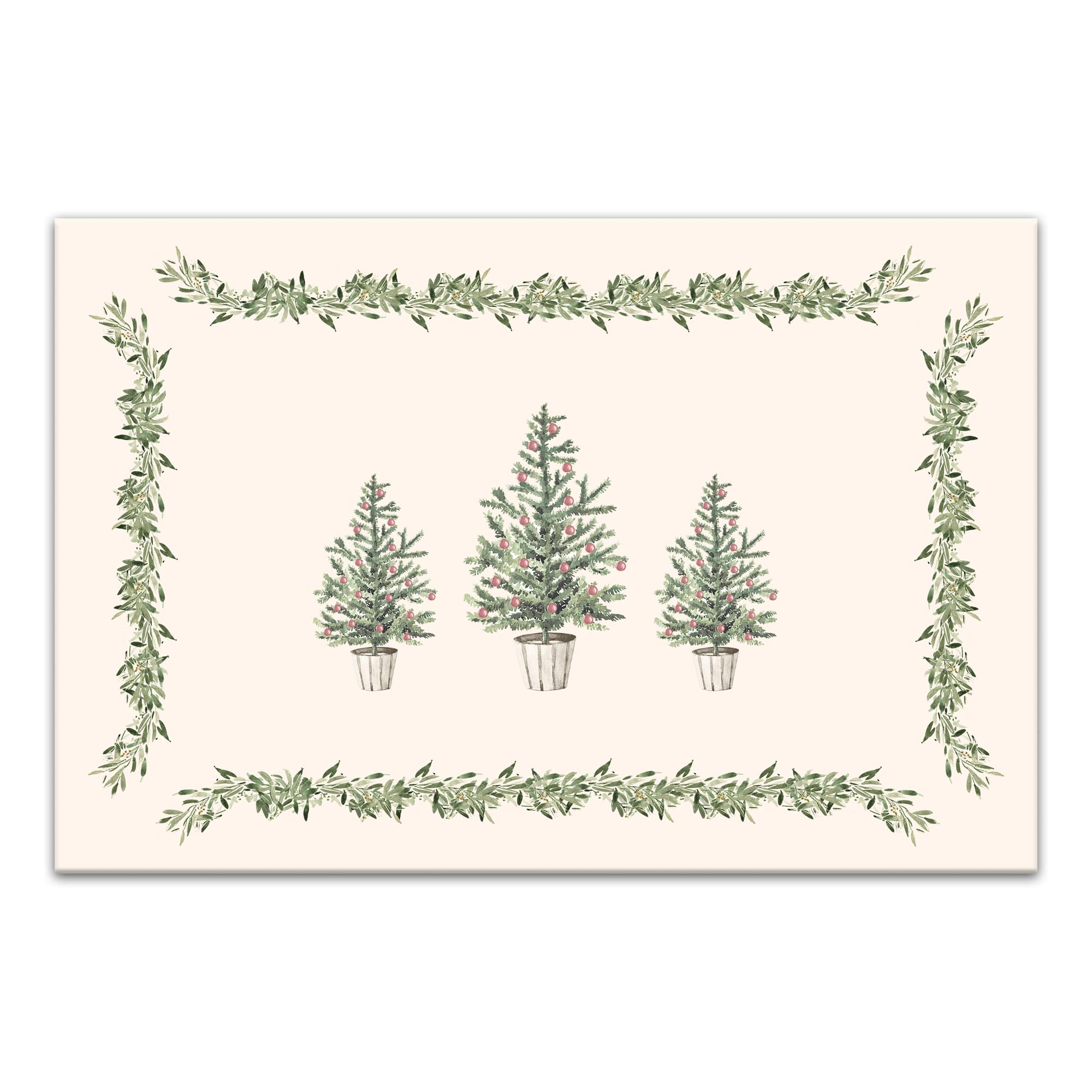 Garlan Border Christmas Tree Canvas Wall Art