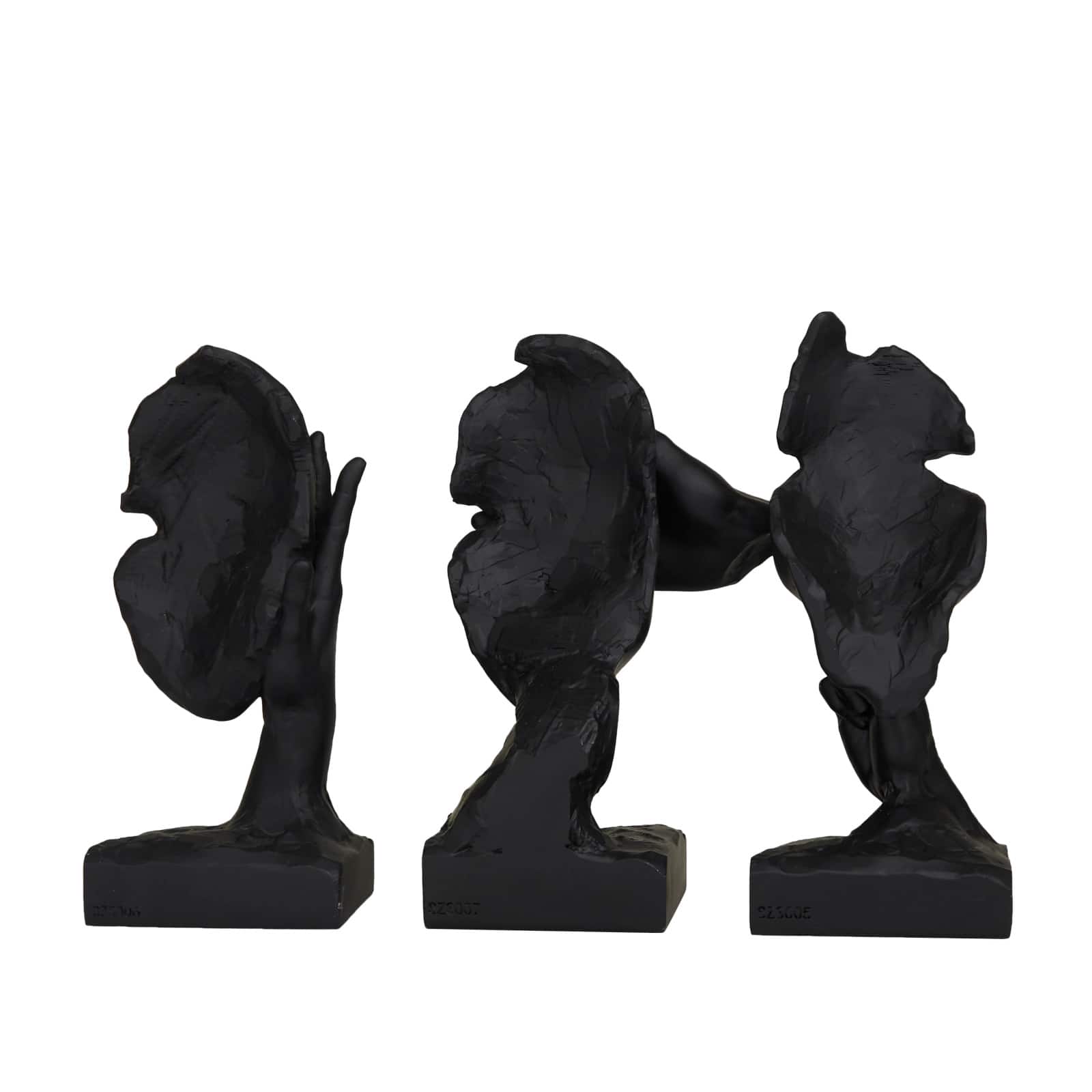 Black Polystone Face Sculpture Set