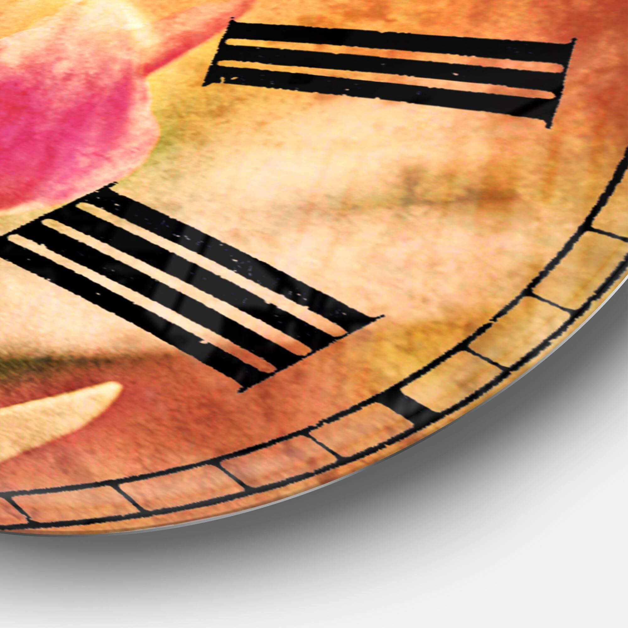 Designart 'Tulips On Abstract Red Background Traditional Wall Clock