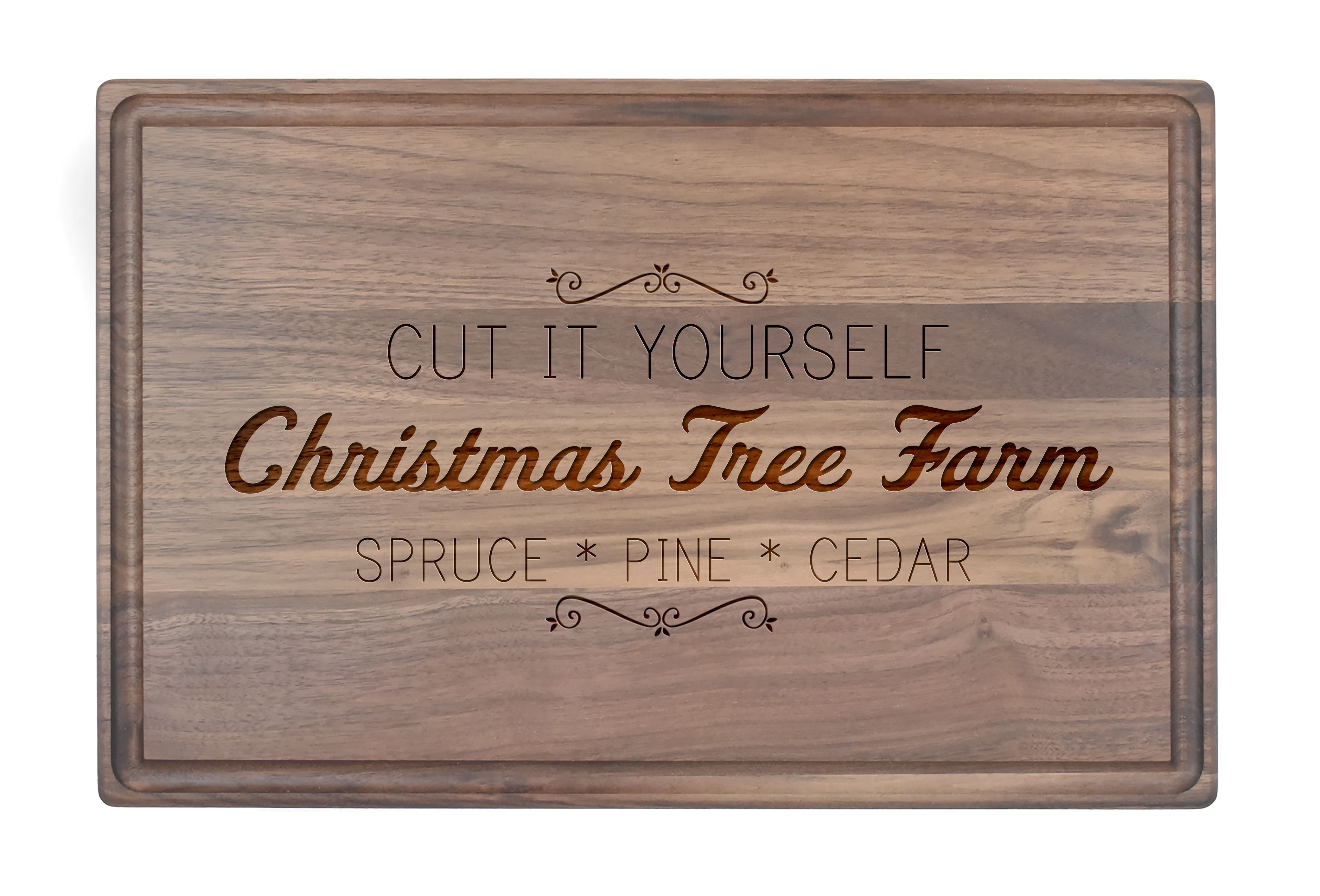 17' x 11" Christmas Tree Farm Walnut Cutting Board