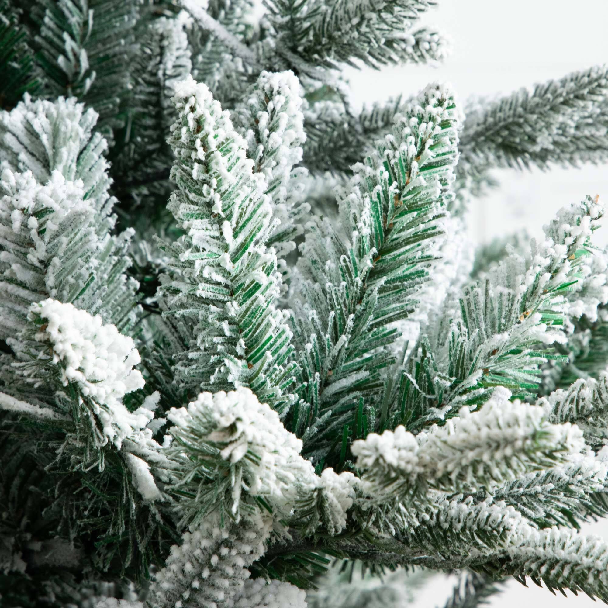 7ft. Pre-Lit Flocked Fir Artificial Christmas Tree, Warm White LED Lights 
